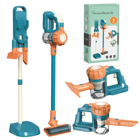 BAYMI 3-in-1 Kids Vacuum Cleaner That Works - Toddler Vacuum Cleaning Toy Set for Children Aged 3+, Kids Working Play Vacuum with Real Suction for Realistic Play (Blue)