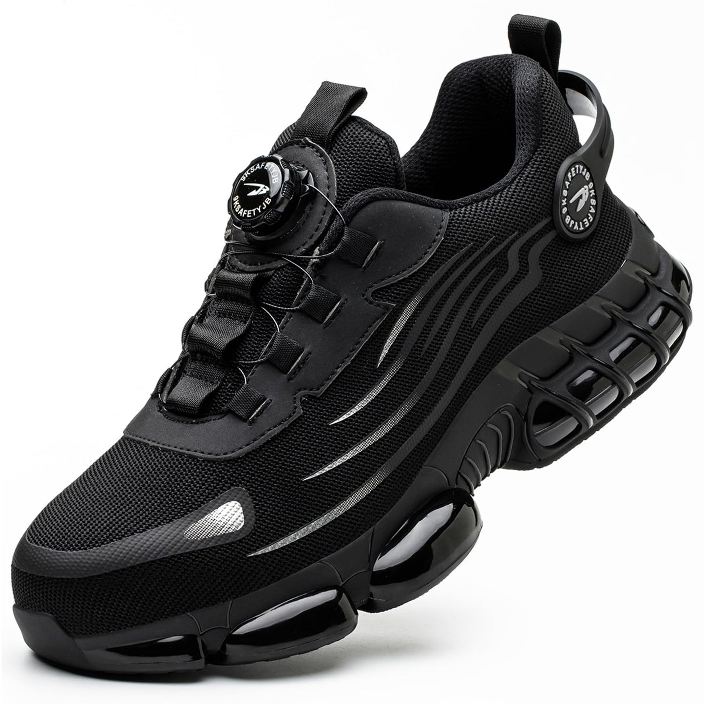 TimGross Safety Shoes for Men Steel Toe Work Sneakers Lightweight Slip On Construction Indestructible Shoes Non-Slip Shoes 266/Black/42