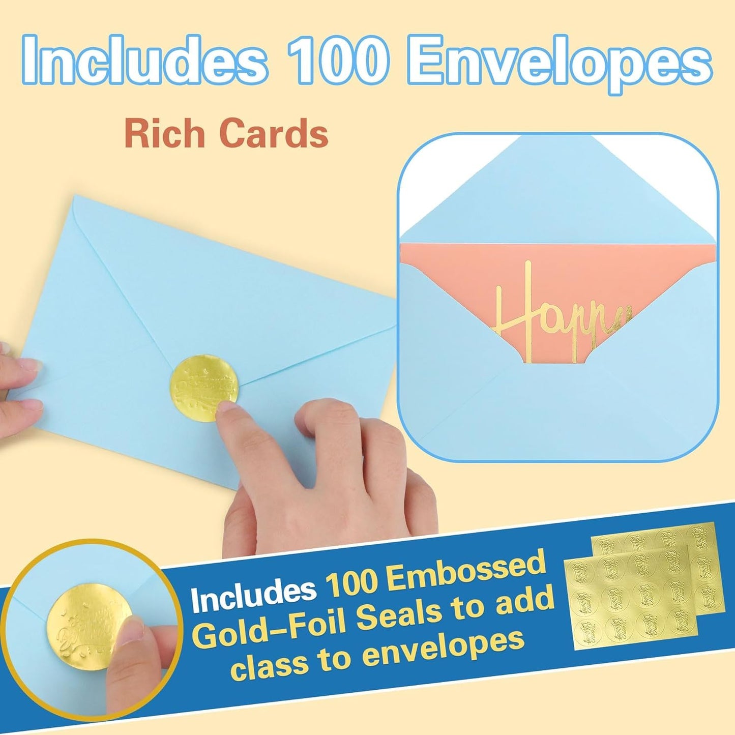 Timenued 100 Pcs Birthday Cards Bulk with Envelopes Happy Birthday Cards, Box Of Birthday Cards Assorted Birthday Cards Pack Funny Greeting Cards Assortment Birthday Cards for Kids Girls Friends Teacher Men