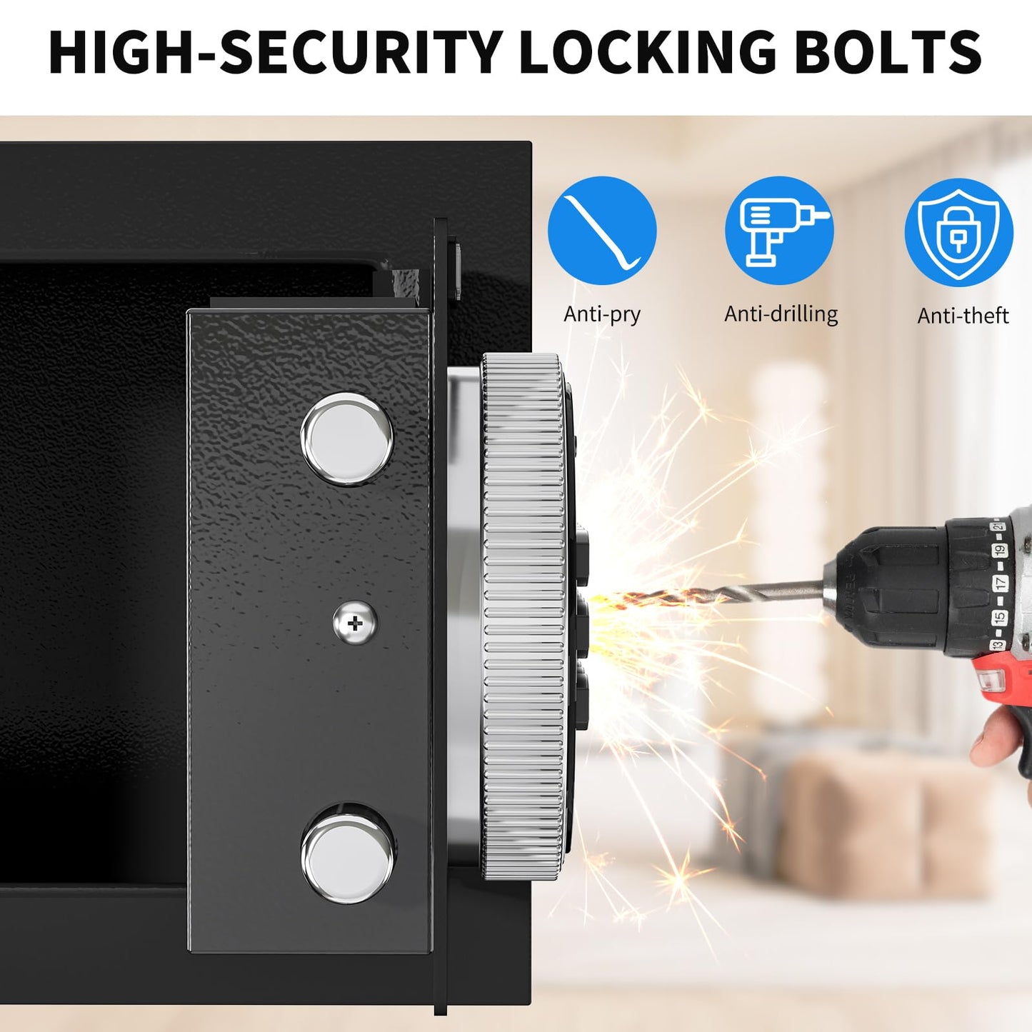 WASJOYE 0.5 Cu Ft Security Home Safe Box, Cabinet Safe Box with Digital Keypad Safety Key Lock - Small Safe for Home Business Office Hotel Money Document Jewelry Passport Storage