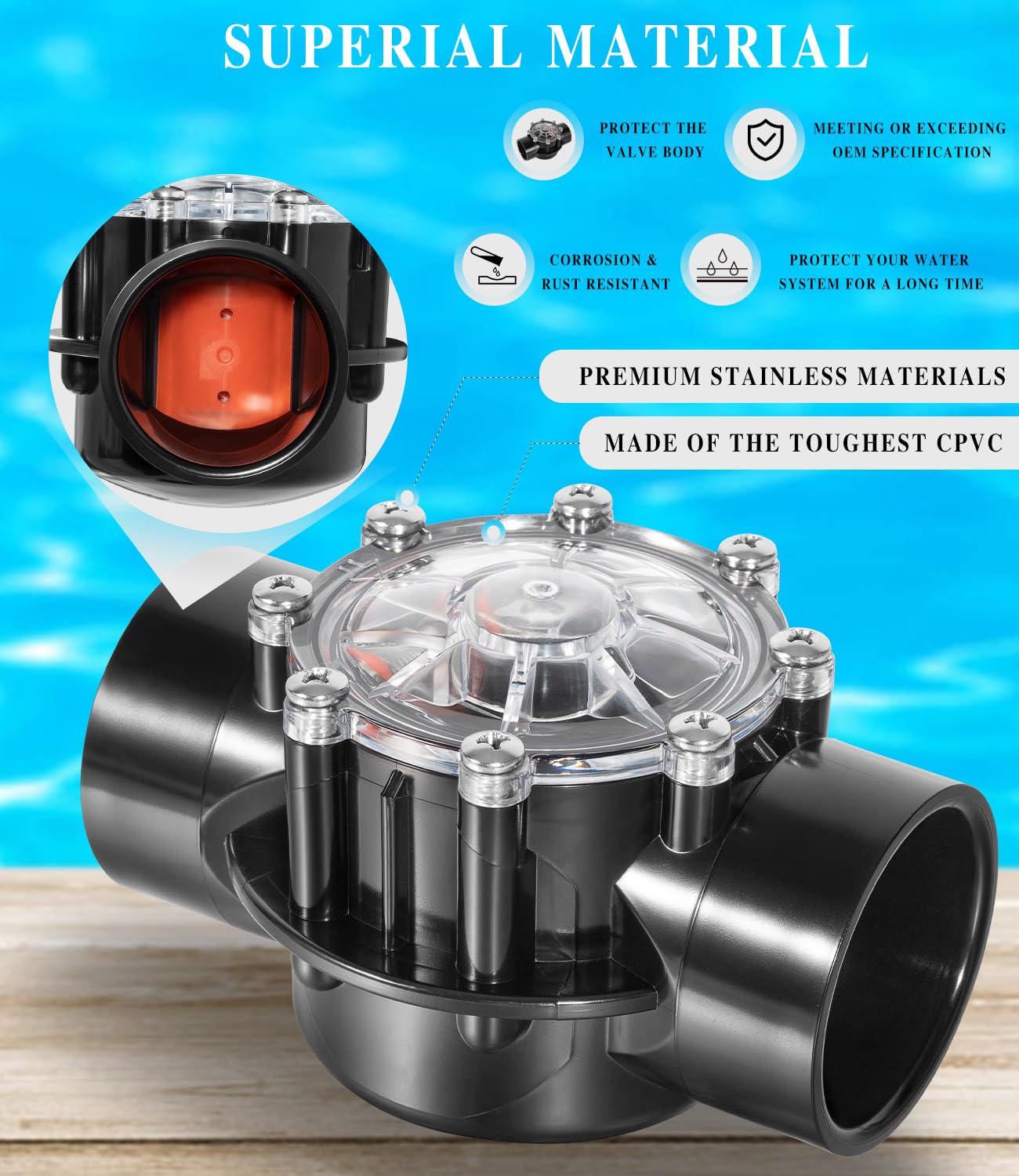 Replacement for Jandy 7305 Check Valve 180 Degree 2 Inch to 2.5 Inch Check Valve Compatible with Straight Through Flow Fit for Pools and Spas