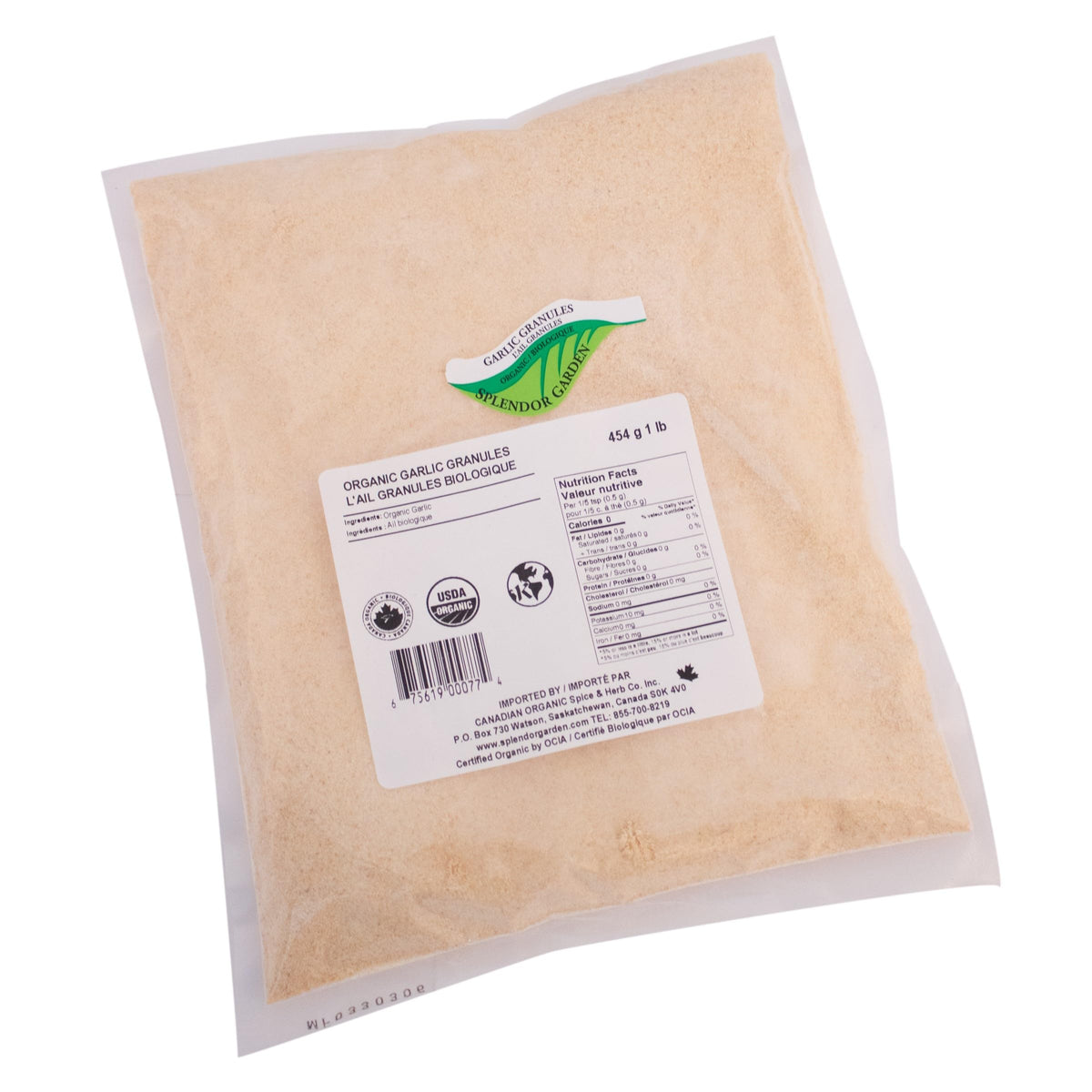 Splendor Garden Organic Garlic Granules - 454 g