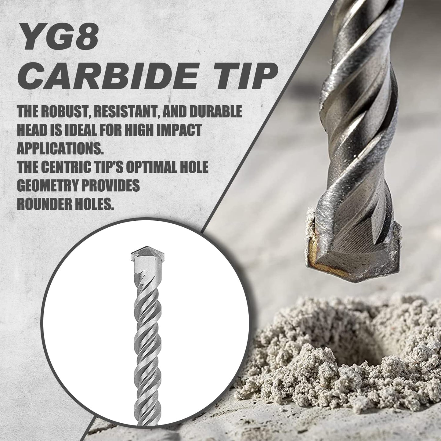 TOPEX 17 Piece SDS Plus Rotary Hammer Drill Bits Set & Chisel Bits Hole Tool Set Drilling Bricks, Concrete, Wall,Stone