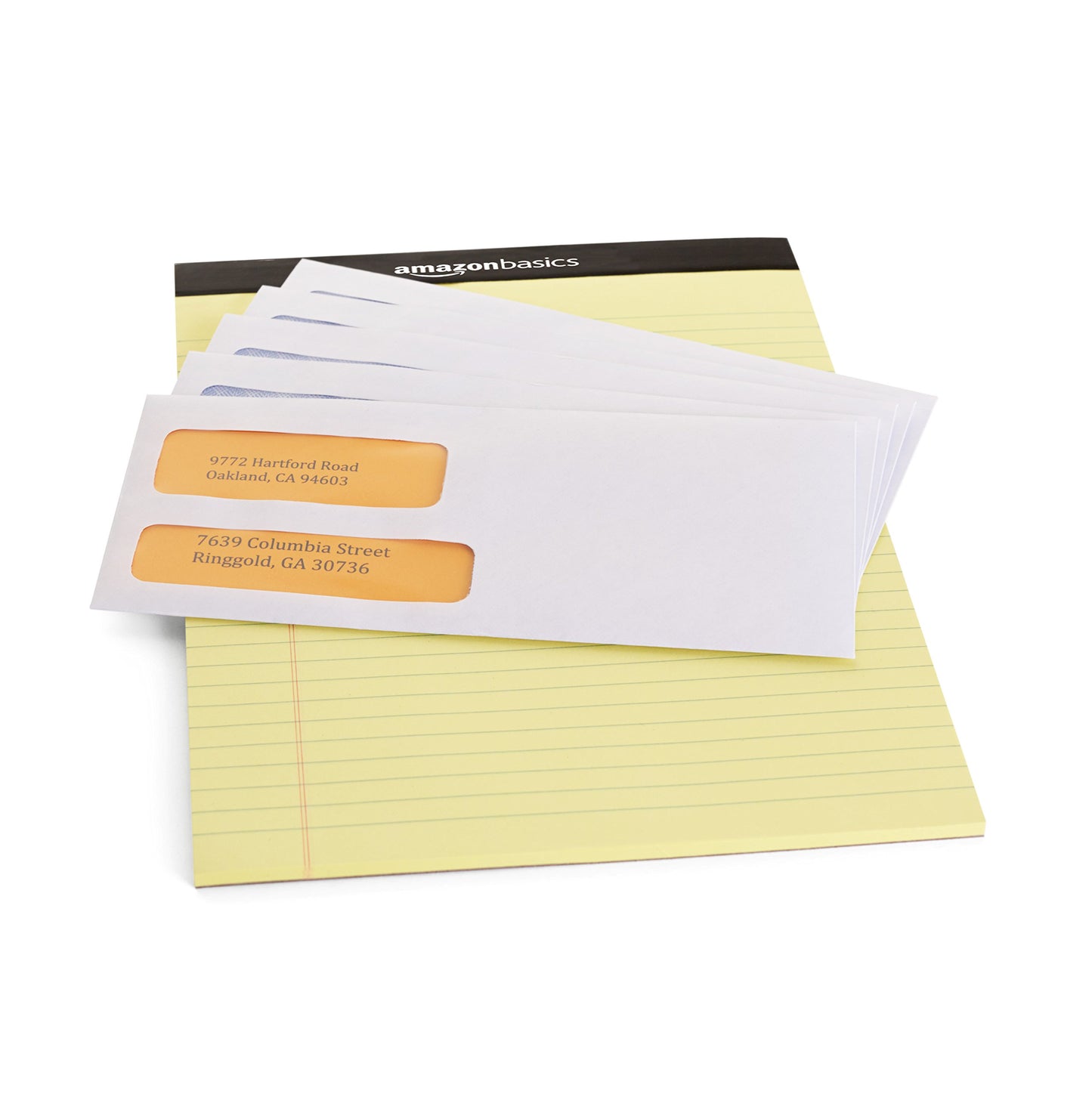 Amazon Basics #9 Double Window Security Gummed Business Envelopes for Invoices,500 Count, White