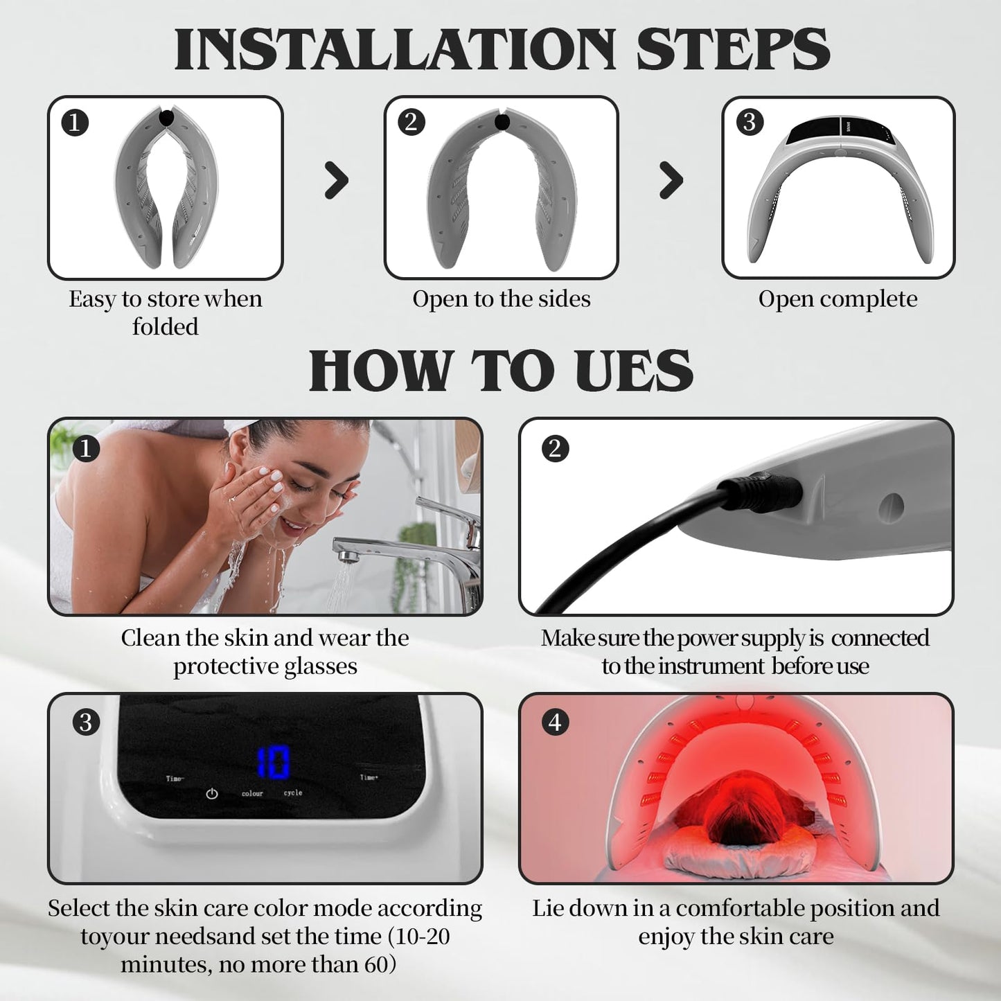 Beuwe Red-Light-for-Face，7 Colors LED Facial Mask Light Red Face Light Skin Care at Home