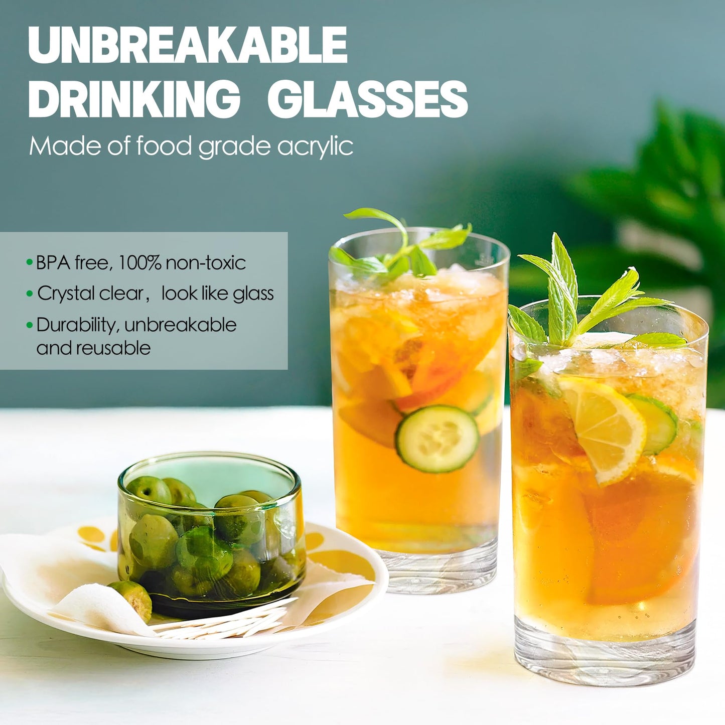 VAIIGO 17 Oz Plastic Drinking Glasses Set of 6, Acrylic Glasses Tumblers Cups Dishwasher Safe, Plastic Cup Reusable, Unbreakable Highball Glass, BPA-Free, Water Juice Cocktail Glass Everyday Use