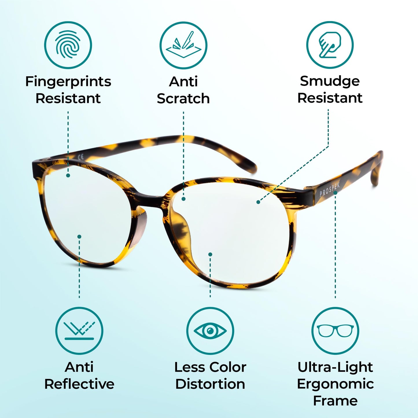 PROSPEK Blue light Readers For Women, ARTIST (+0.5 Magnification) - High Optical Quality Clear Lenses