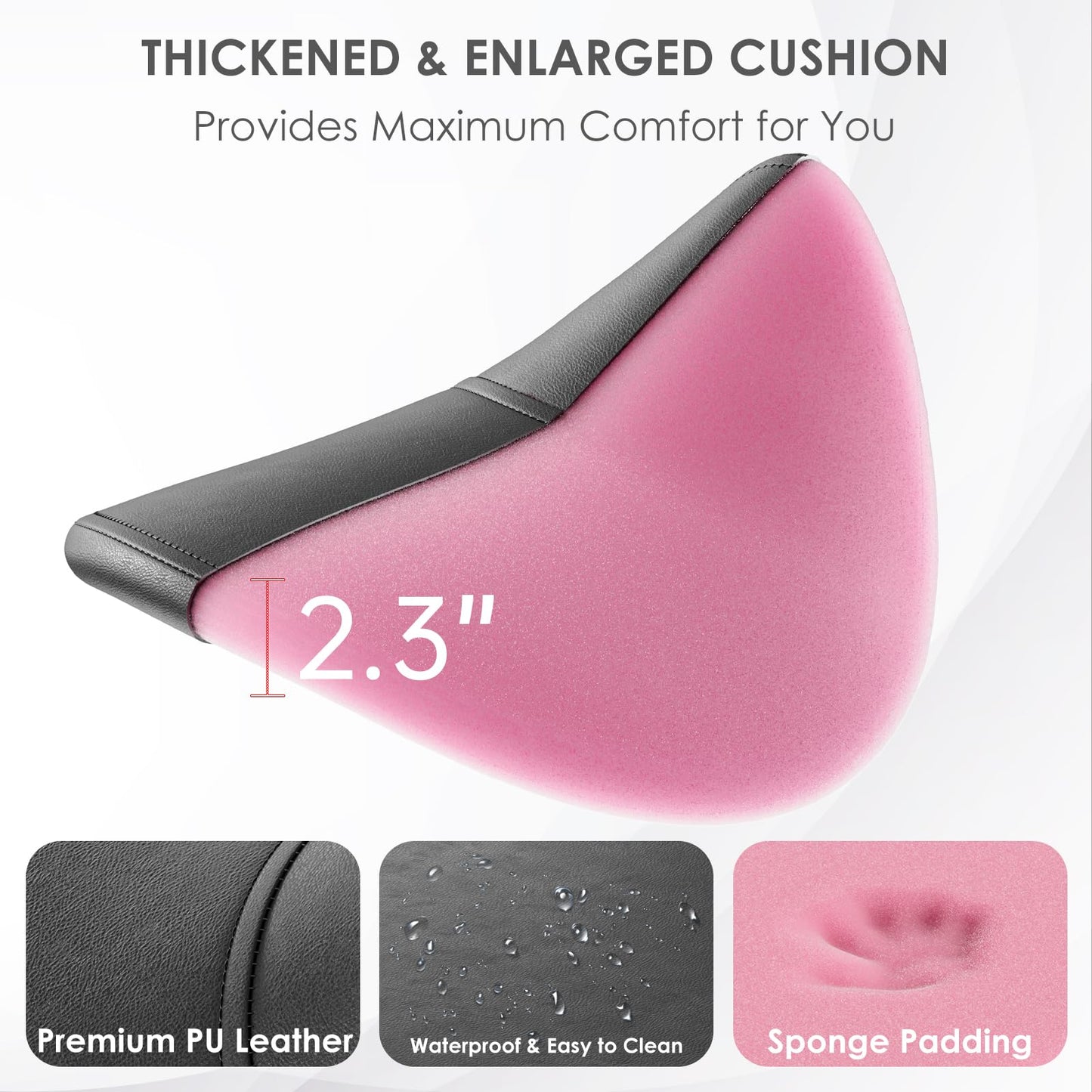 CLORIS Saddle Rolling Stool Hold up to 350 LBS Height Adjustable Swivel Chair Metal Feet with Wheels for Spa, Massage, Salon, Home, Office, Medical, Tatoo, Bar Black