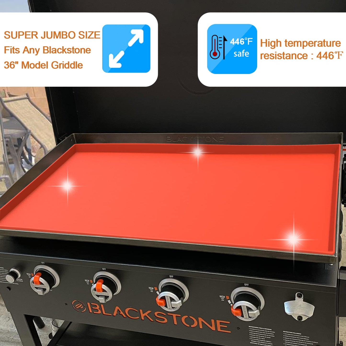 36" Silicone Griddle Mat for Blackstone 36 Inch Griddle,Heavy Duty 36 inch Griddle Cover Mat for Blackstone 36 Inch Flat Top Gas Grill,All Year Round Grill Protective Mat for Black Stone
