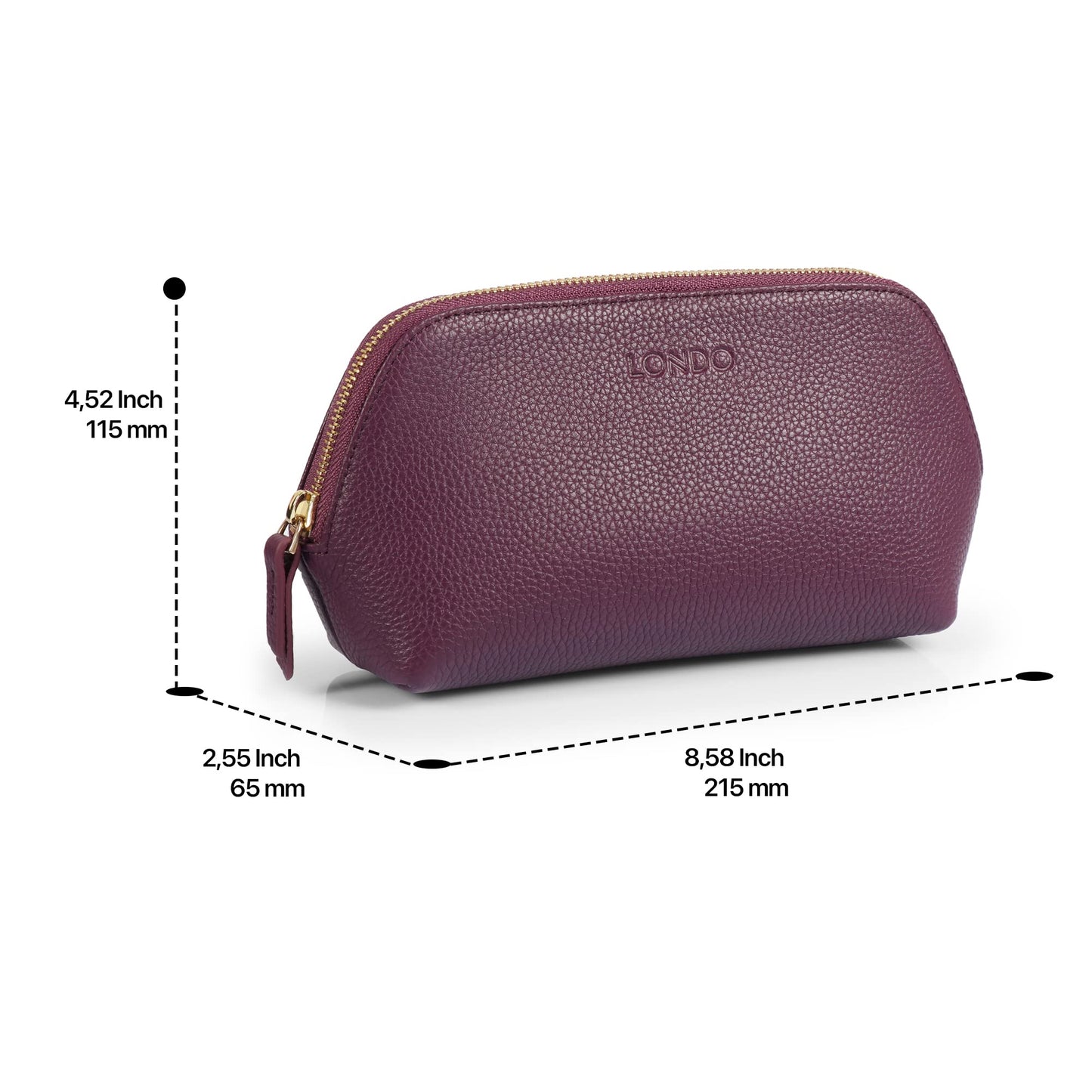 Londo Genuine Leather Makeup Bag Cosmetic Pouch Travel Organizer Toiletry Clutch
