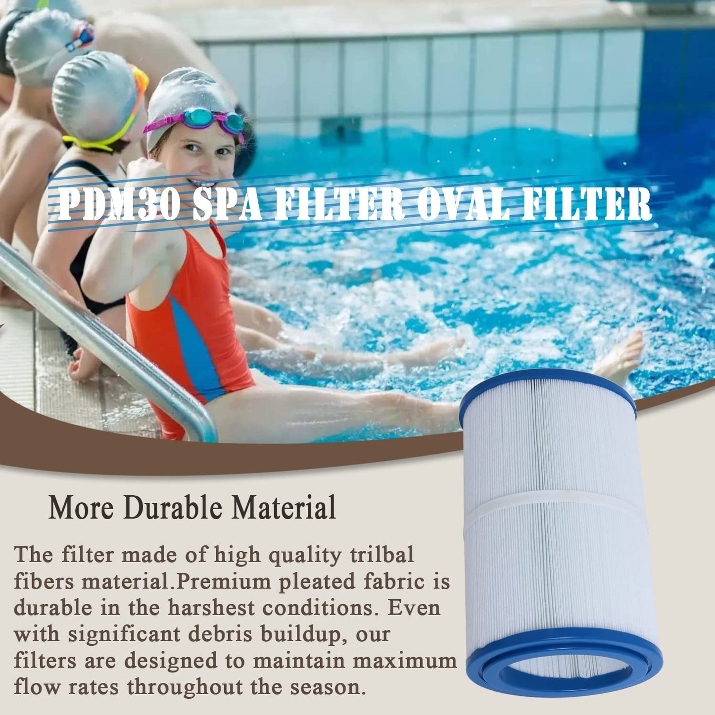 Ketofa PDM30 Spa Filter, Replacement Cartridge Oval Filter Compatible with Pleatco PDM30 Dream Maker Hot Tubs Filbur FC9940 Other 461269, 30 sq.ft - 2 Packs