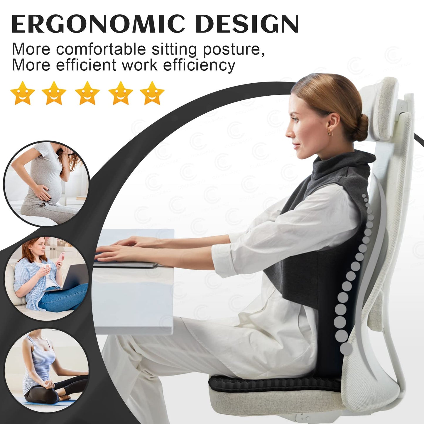 Gel Seat Cushion, Double Thick Gel Cushion,Non-Slip Cover,Help in Relieving Back Pain & Sciatica Pain,Breathable Wheelchair Cushion Chair Pads for Car Seat Office Chair