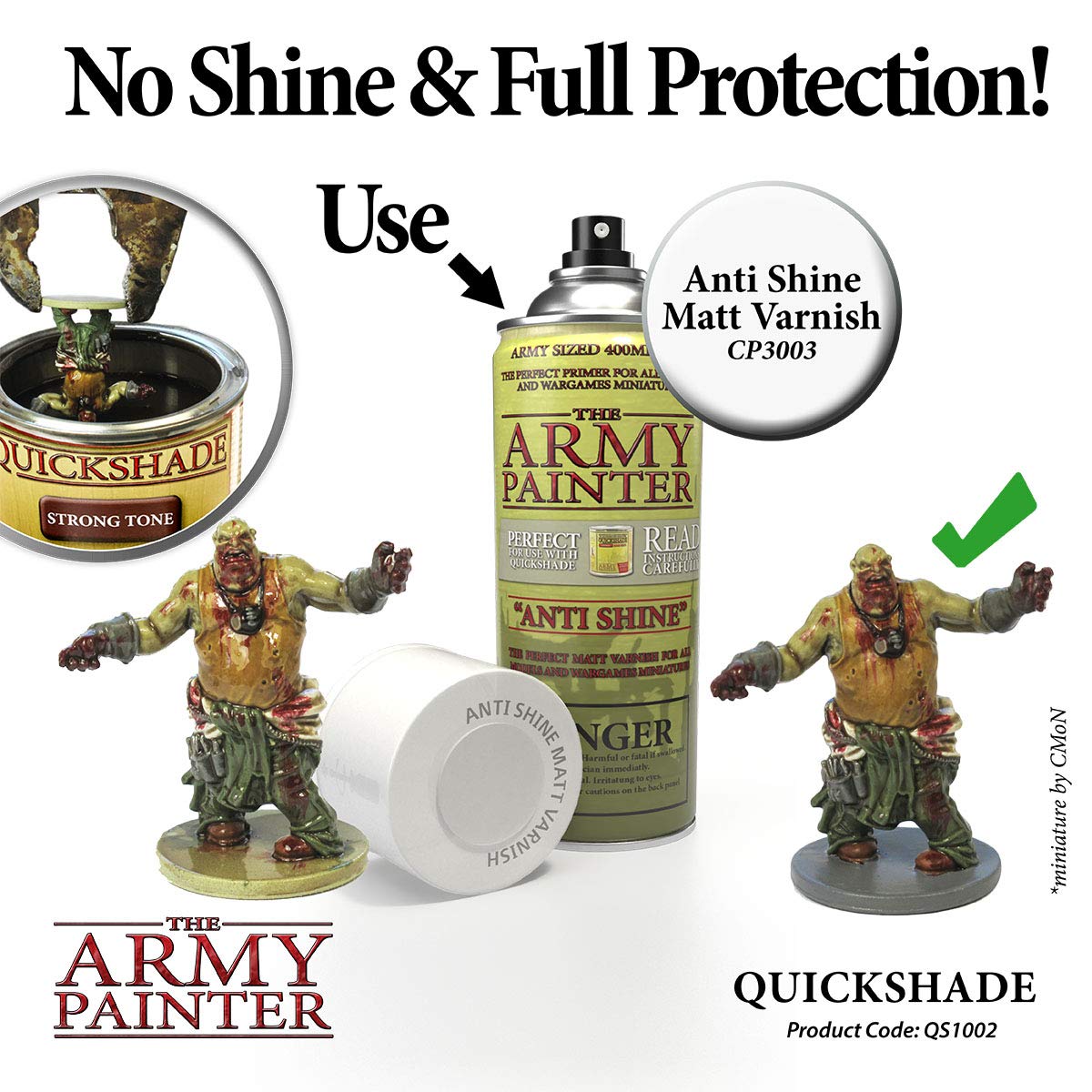 The Army Painter Quickshade Miniature Varnish for Miniature Painting, Strong Tone Model Paint Quickshade Varnish, Pot/Can, (250 ml), Approximately 8.45 oz