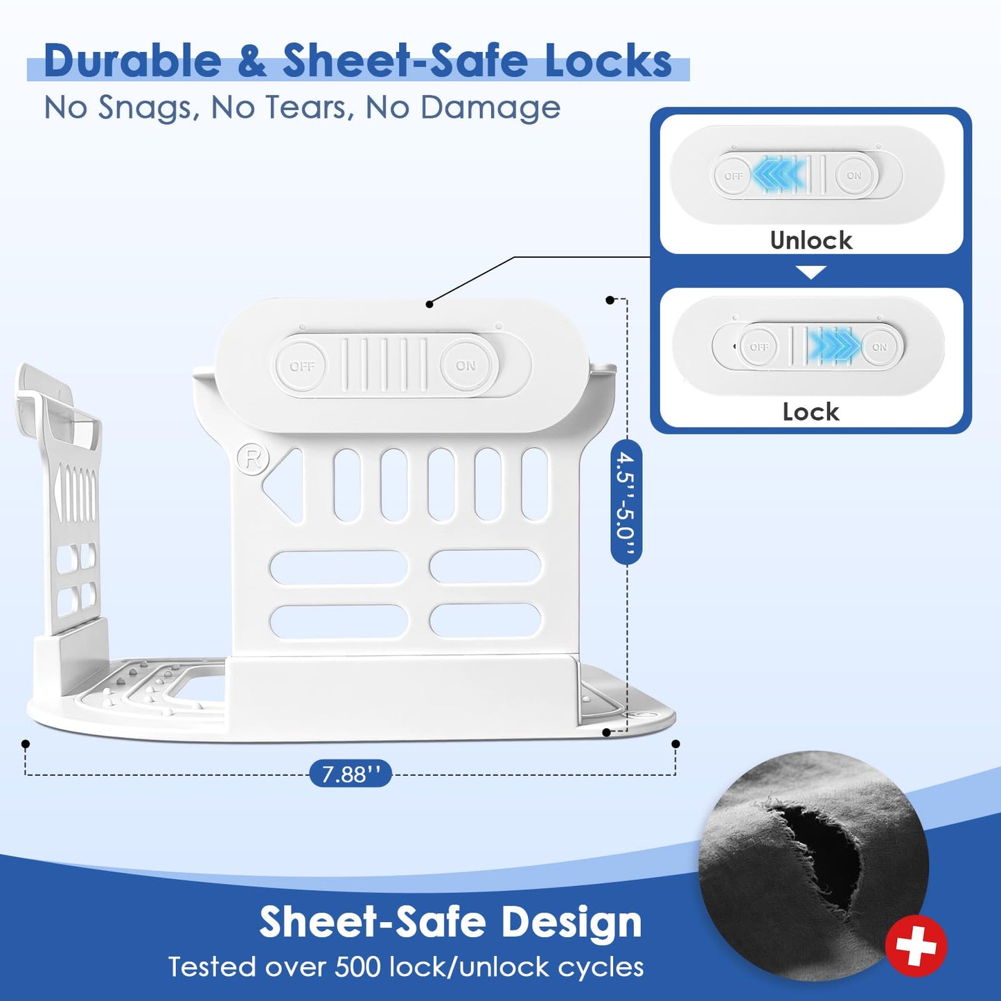 AMOVO Bed Sheet Holders for Corners Fitted Sheet Grippers Heavy Duty Bedsheet Holders, Keep Sheets on Bed Tight & Firmly, Secure Locks for Mattress Flat Sheet, Gentle on All Fabrics (Off-White)