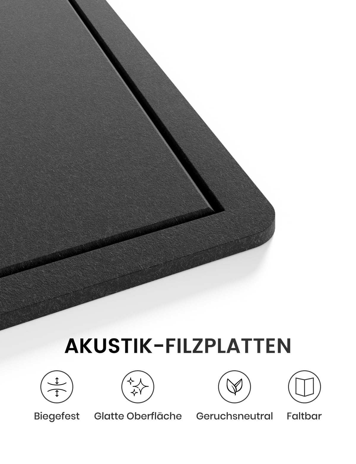Fluxynara Large Bulletin Board, 47.2" x 35.4" Cork Board Alternative with 24 Safe Removable Adhesive Tabs, Foldable Felt Pin Board for Home Office, Classroom, Bedroom,Entryway for Walls— Black