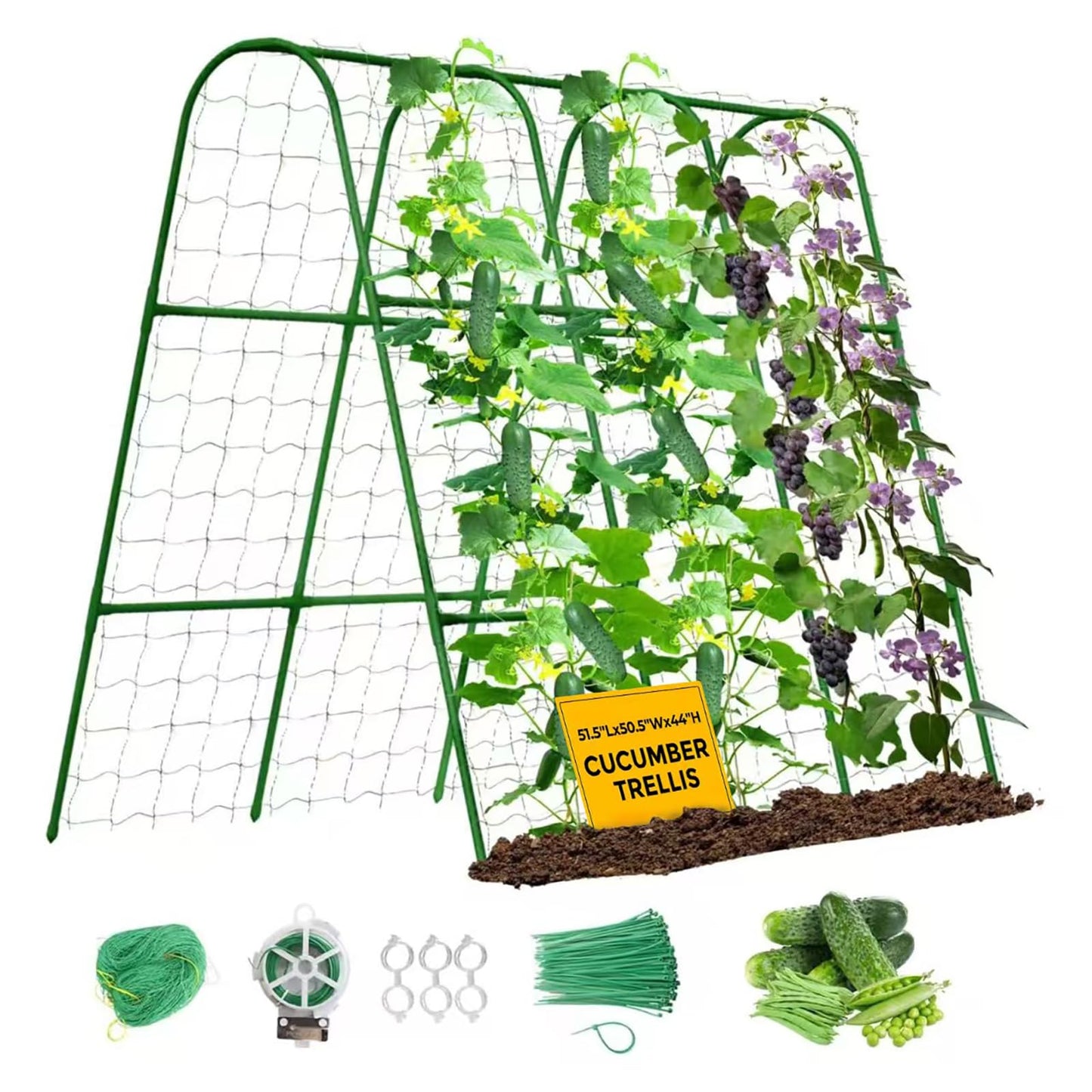 SHCCPPJ Cucumber Trellis, U-Shape Garden Cucumber Trellis for Raised Bed, Metal Rust-Proof Garden Arch Trellis for Climbing Plants Outdoor Vegetables Flowers Fruits (51.5''Lx50.5''Wx44''H)