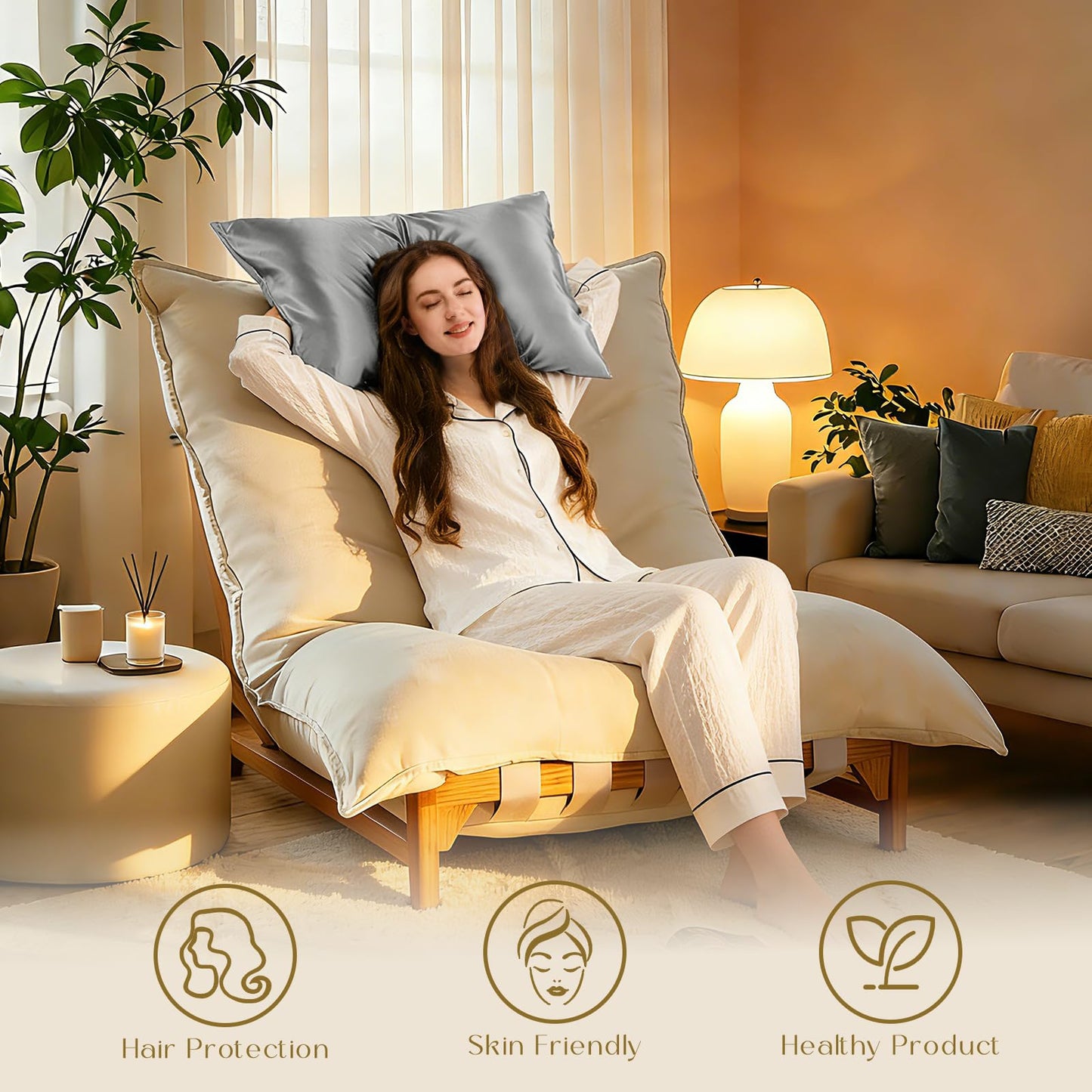 ZIMASILK 100% Mulberry Silk Pillowcase for Hair and Skin, with Hidden Zipper, Both Sides 19 Momme Pure Silk, 1pc(Queen 20''x30'',Dark Grey)