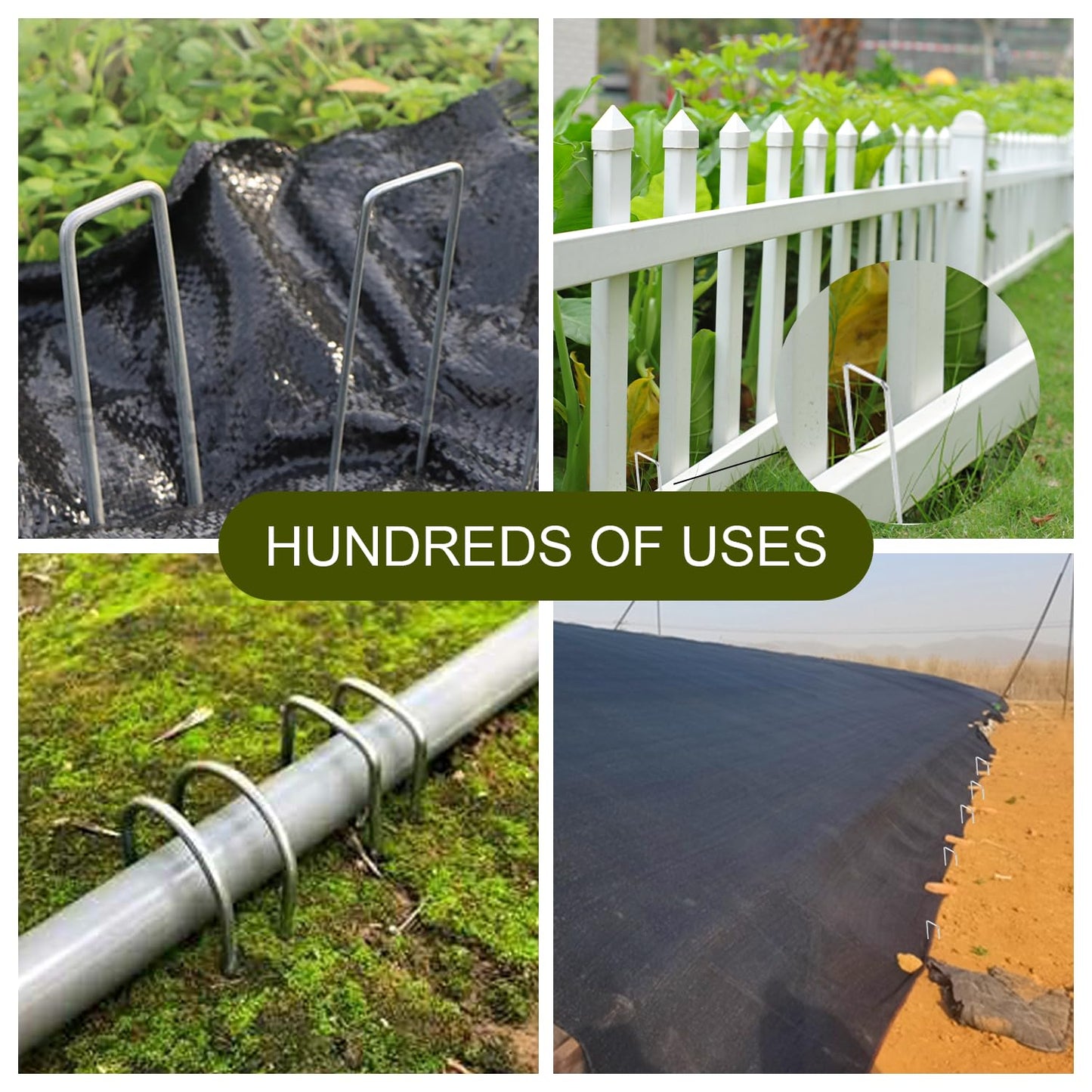 Artilife Landscape Fabric Staples with Gaskets,Galvanized Steel Landscape Staples,6” Length 11 Gauge Landscape Fabric Pins,U Shape Landscaping Staples for Weed Barrier (200pcs 6")