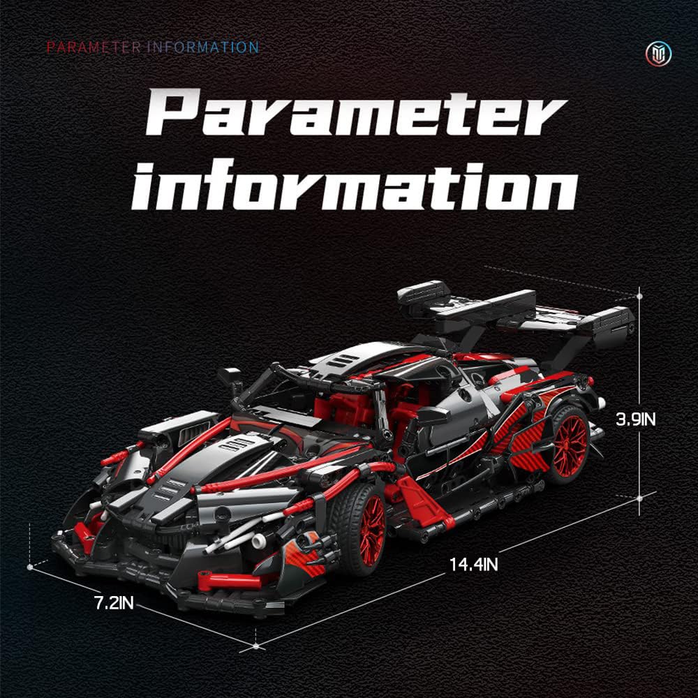 Adults Challenging Racing Car Building Blocks Kit，1:14 1391 Pieces Car Model Building Set DIY Toys for Boys Age 12 13 14 15 16 88301