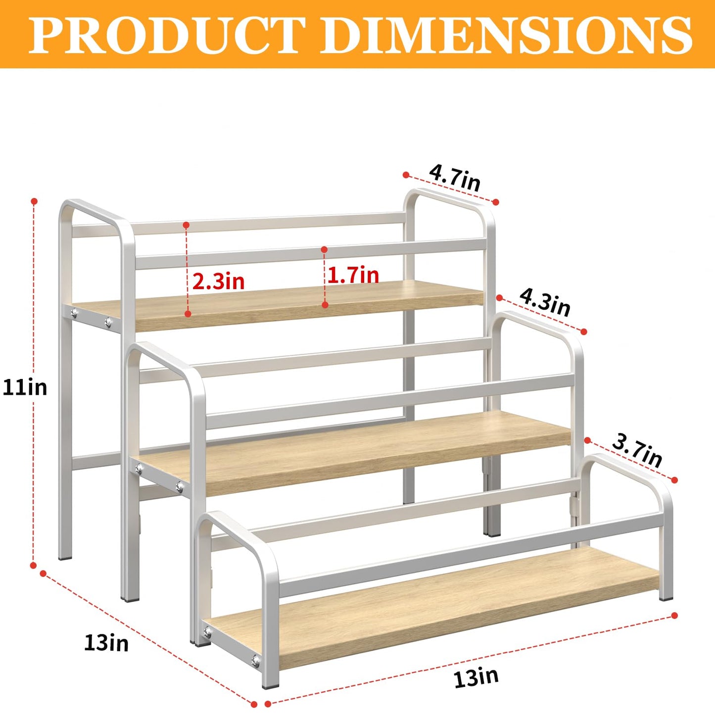 Coffee Syrup Organizer 3-Tier, 12 Bottles Capacity Syrup Rack for Coffee Bar Station, Wine Rack for Countertop, Tiered Spice Racks for Cabinet, Bottle Display Shelf Magnetic one-Step Installation