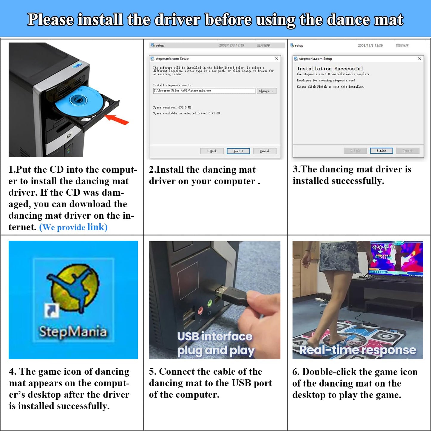 OSTENT USB Non-Slip StepMania Dancing Step Dance Mat Pad Blanket for PC Laptop Rhythm Windows Video Game