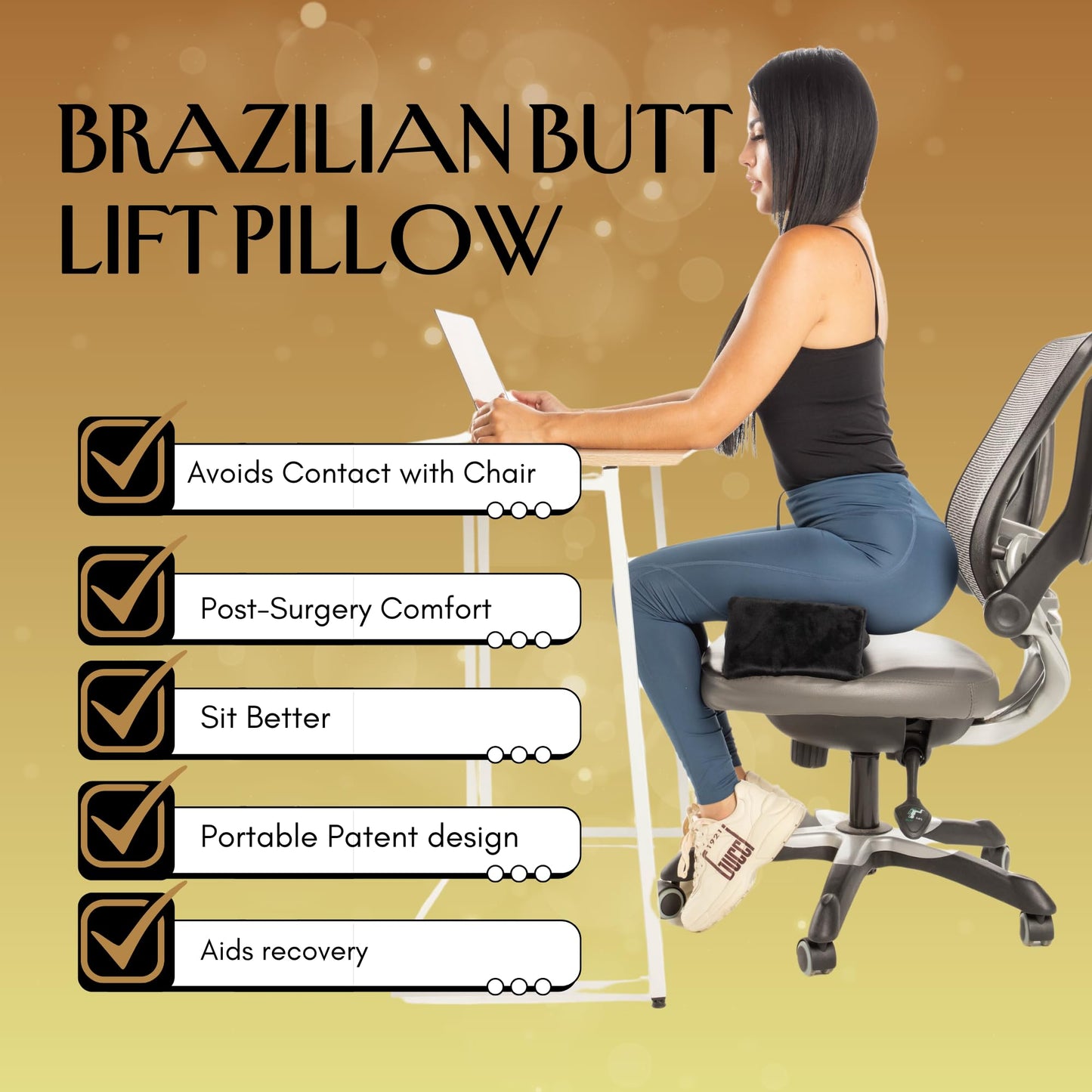 BBL Booty Pillow After Surgery - Brazilian Butt Lift Recovery Support Cushion | Ultra Comfortable with 3 Layers for Maximum Support Post-Surgery Sitting Best Pillow Dr. Approved by Royal bbl