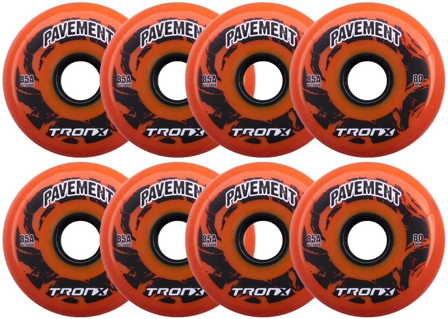 TronX Outdoor Pavement Asphalt Hilo 4-76MM/4-80MM 85A Inline Roller Hockey Wheels 8 Pack