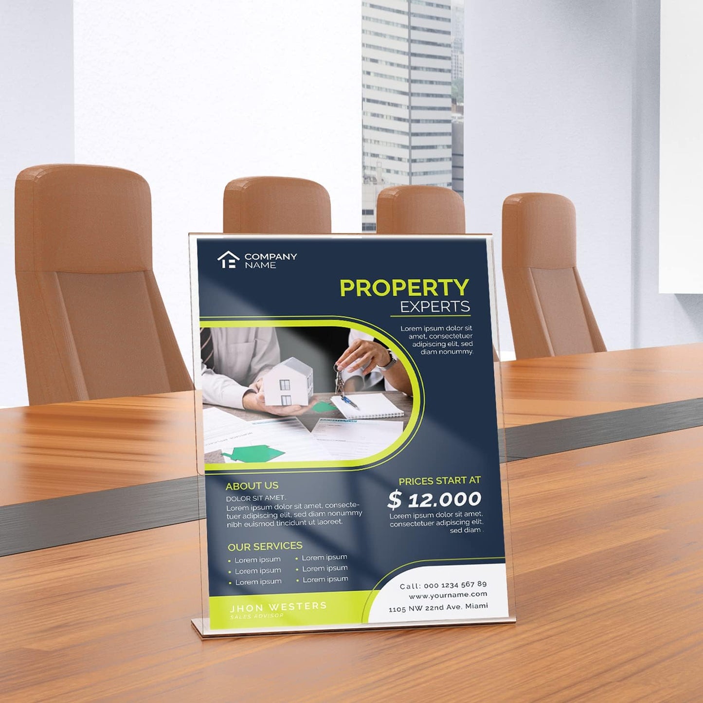 danoni Acrylic Sign Holder 8.5x11'' - 12 Pack Plastic Sign Holder with Vertical Slant Back for Office Desktop - Flyer Document Brochure Display Holder for Restaurant Tabletop