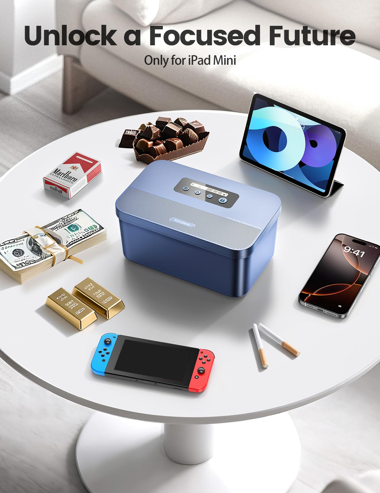 Vaydeer Safe Timed Lock Box, Phone Lock box with Timer Unplug from Phones, Video games, Social media, Snacks&Cravings,Self-Control Lockable Storage Box Boost Your Mental Health