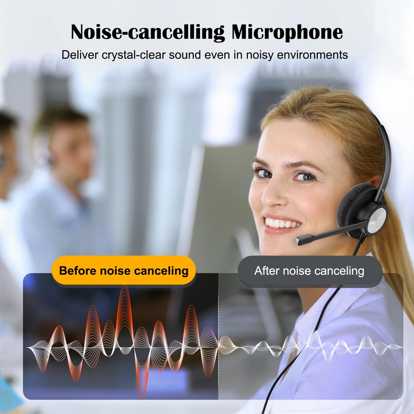 MKJ Phone Headset with Microphone, Noise Cancelling Wired VoIP Headphone for Call Center, Office Headset with RJ9 Jack for Cis co Phone 7841 7861 7942G 7961G 7962G 7971G 7975G 8841 9951 9971