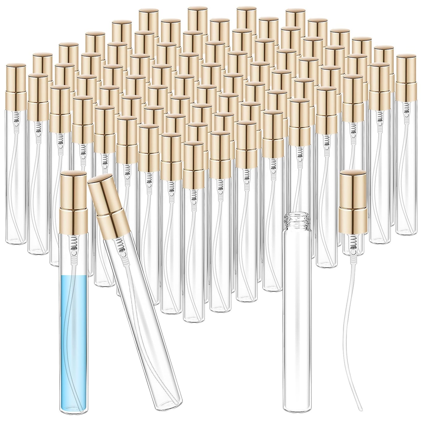 75 Pcs Mini Spray Bottles 10 ml Clear Glass Perfume Bottles Refillable Fine Mist Perfume Atomizer Portable Empty Sample Containers for Cleaning, Essential Oils, Travel