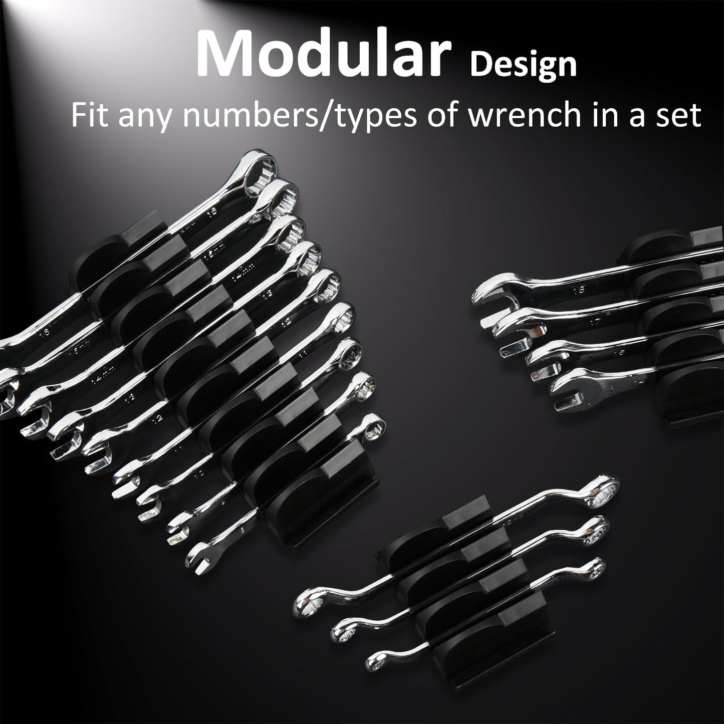 80 pcs Modular Wrench Organizers for Tool Drawers - Wrench Rack with Metric & SAE Labels, Perfect Tool Storage Holder. Gift for Father, Brother and Boyfriend (Without Magnet)