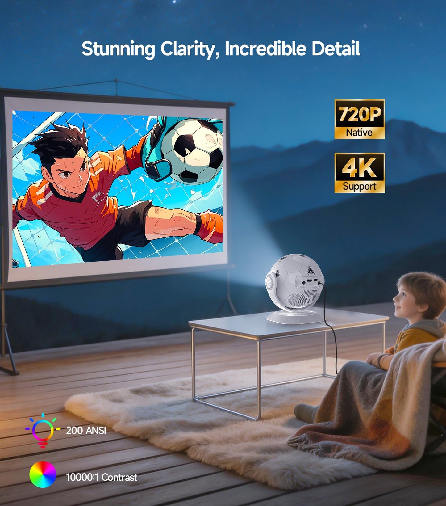 Magcubic 2026 Football-Themed Mini Projector, Portable Projecteur with WiFi 6 and Bluetooth 5.4, 4K Support, Auto Keystone, 180° Rotatable, Android 14 Smart Projector for Movie Home Theater, HY300F