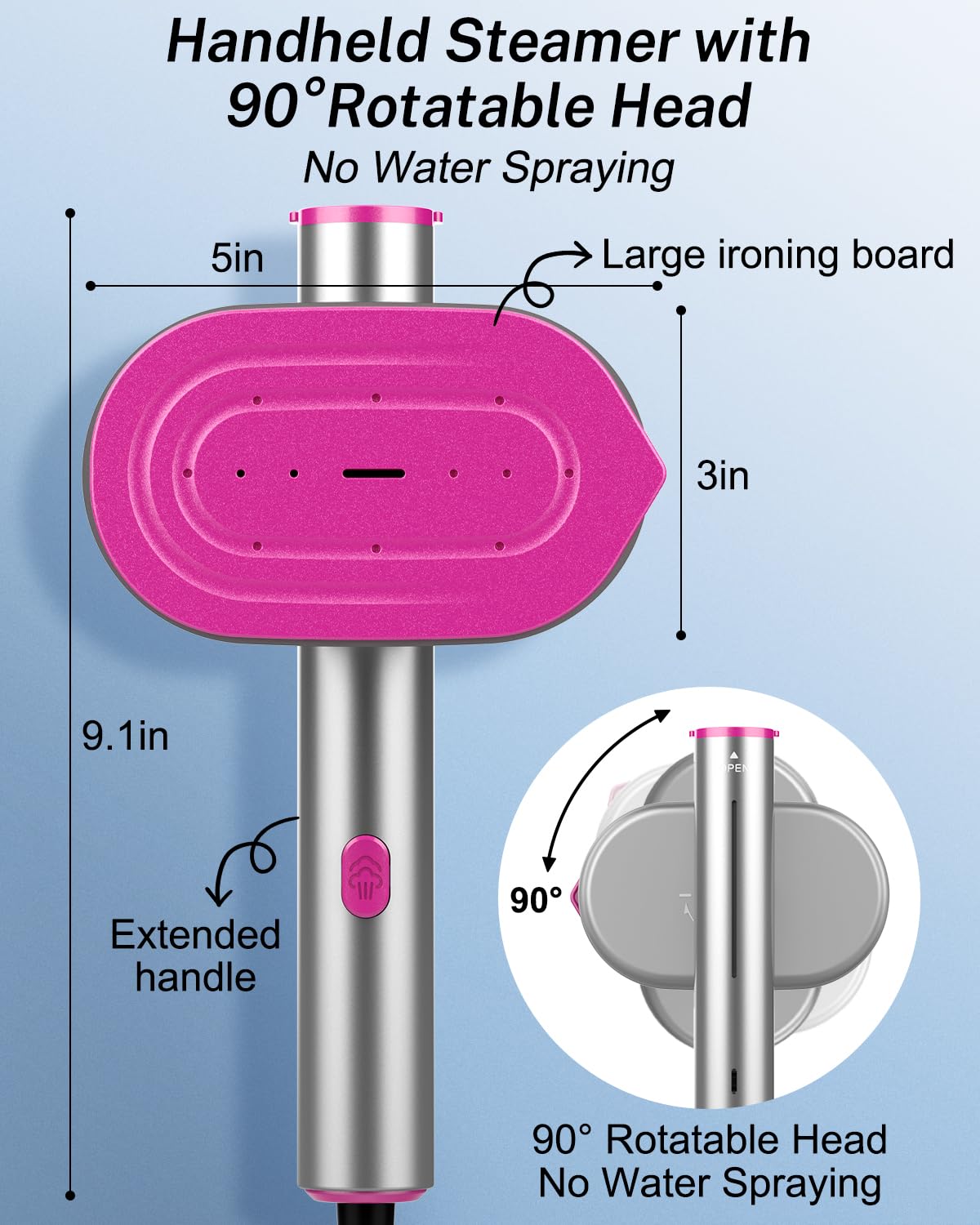 ELORTI Steamer Clothes, 1200W Travel Steamer with 10s Heat-Up, 2-in-1 Handheld Steam Iron ALL Fabrics, Compact Portable Garment Steamer for Travel and Home Use -Purple, 110-120V