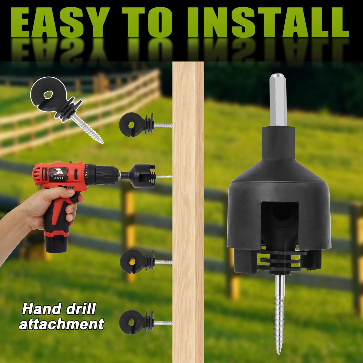 Electric Fence Polywire 660 Feet with 50 Pcs Electric Fence Insulator, High Conductivity Weatherproof 6 Steel Strands Electric Fence Wire & Insulator Socket Tool for Cattle, Horses, Sheep