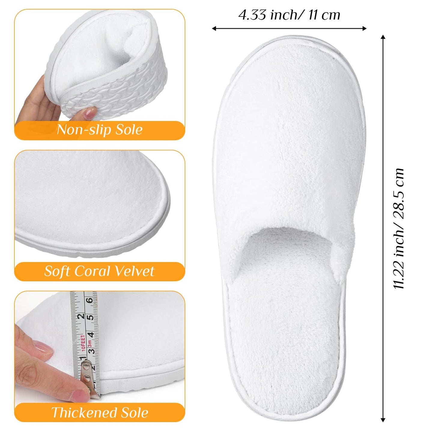 Tigeen 4 Sets Spa Wraps for Women and Hotel Slippers Spa Slippers Washable Lightweight Waffle Towel Wrap with Pocket Reusable Bathroom Slippers for Spa Gym Sauna Bath, White