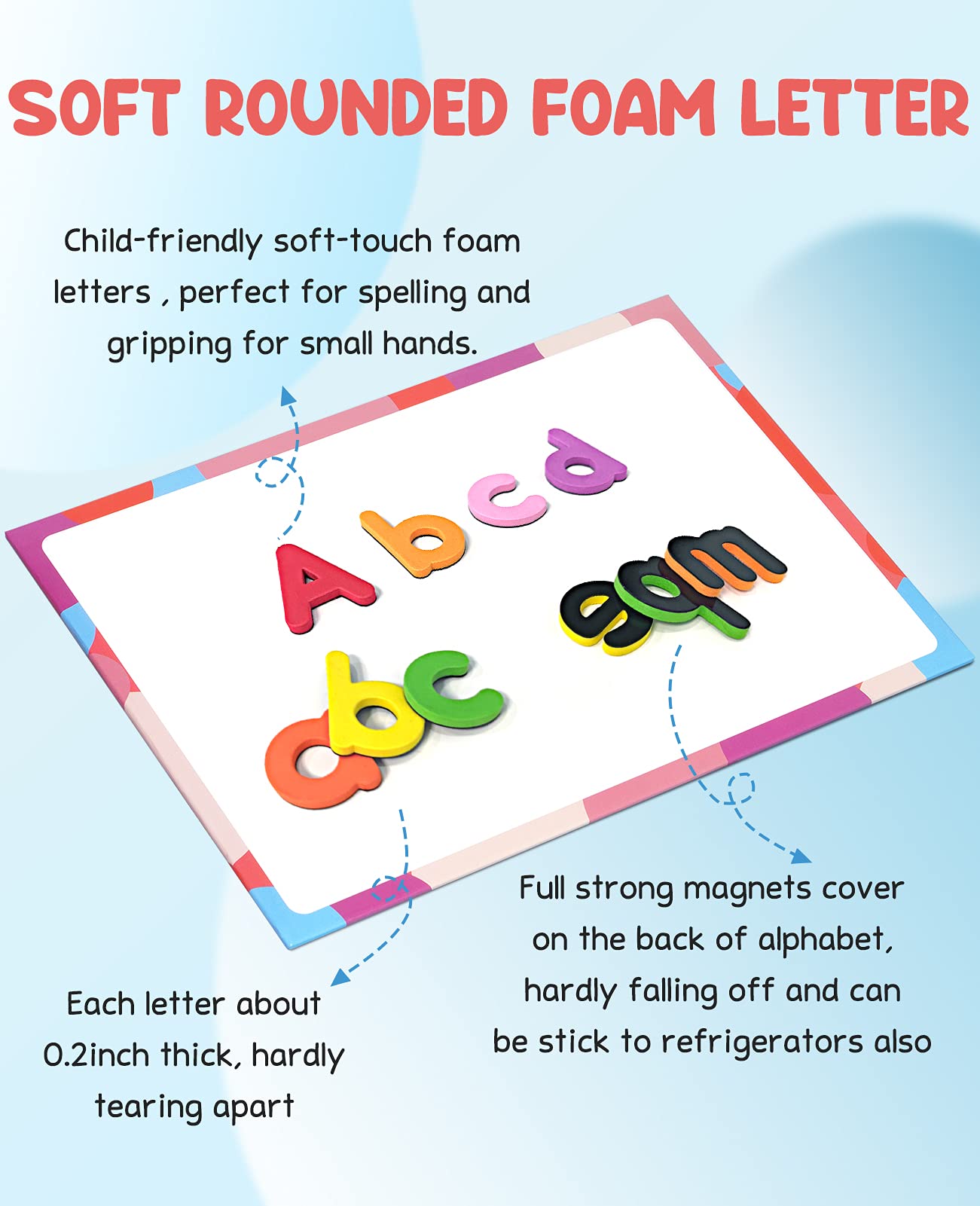 Classroom Magnetic Alphabet Letters Kit 234 Pcs with Double-Side Magnet Board - Gamenote Foam Alphabet Letters for Preschool Kids Toddler Spelling and Learning Colorful