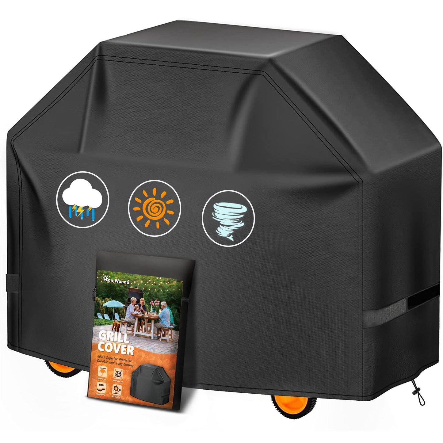 HomWanna BBQ Cover 52 Inch - 600D Grill Cover for Weber Spirit 300 & Spirit 400 Series Grills - Outdoor Barbecue Covers Waterproof Heavy Duty for Weber Spirit E310, E315, E325, E330, E-425 and E-435