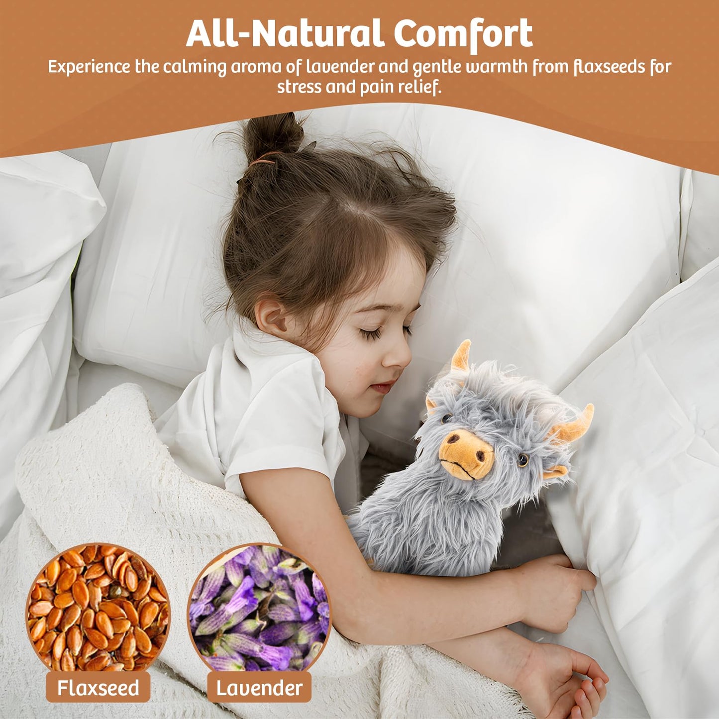 Gray Highland Cow Stuffed Animal Toy Microwavable Highland Cow Gift for Girls and Kids Toy, 9.8in, 1.65lb
