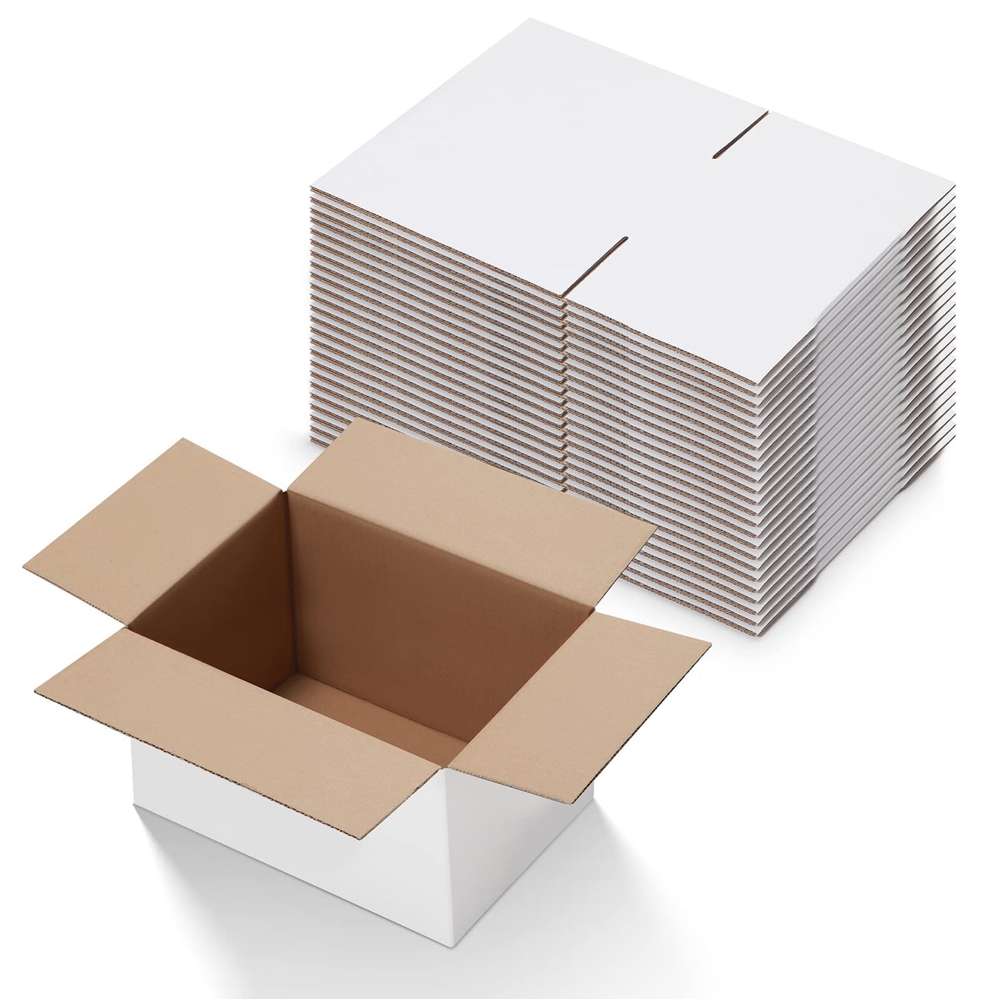 Calenzana 10x7x5 Inches Shipping Boxes Set of 25, Corrugated Cardboard Box for Packing Mailing, White