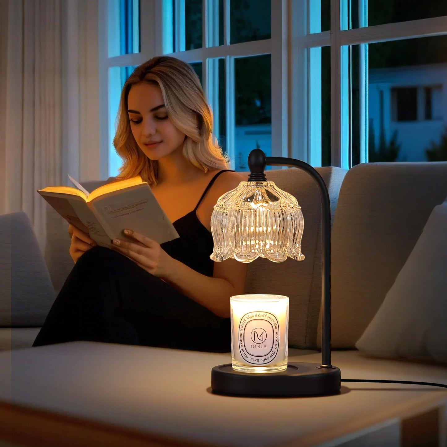 Electric Candle Warmer Lamp with Timer and Dimmer,Flameless Wax Black Melt Warmer with 2 Bulbs for Jar Candles,House Warming Gifts New Home Decor for Mothers Day Gifts Birthday Gift