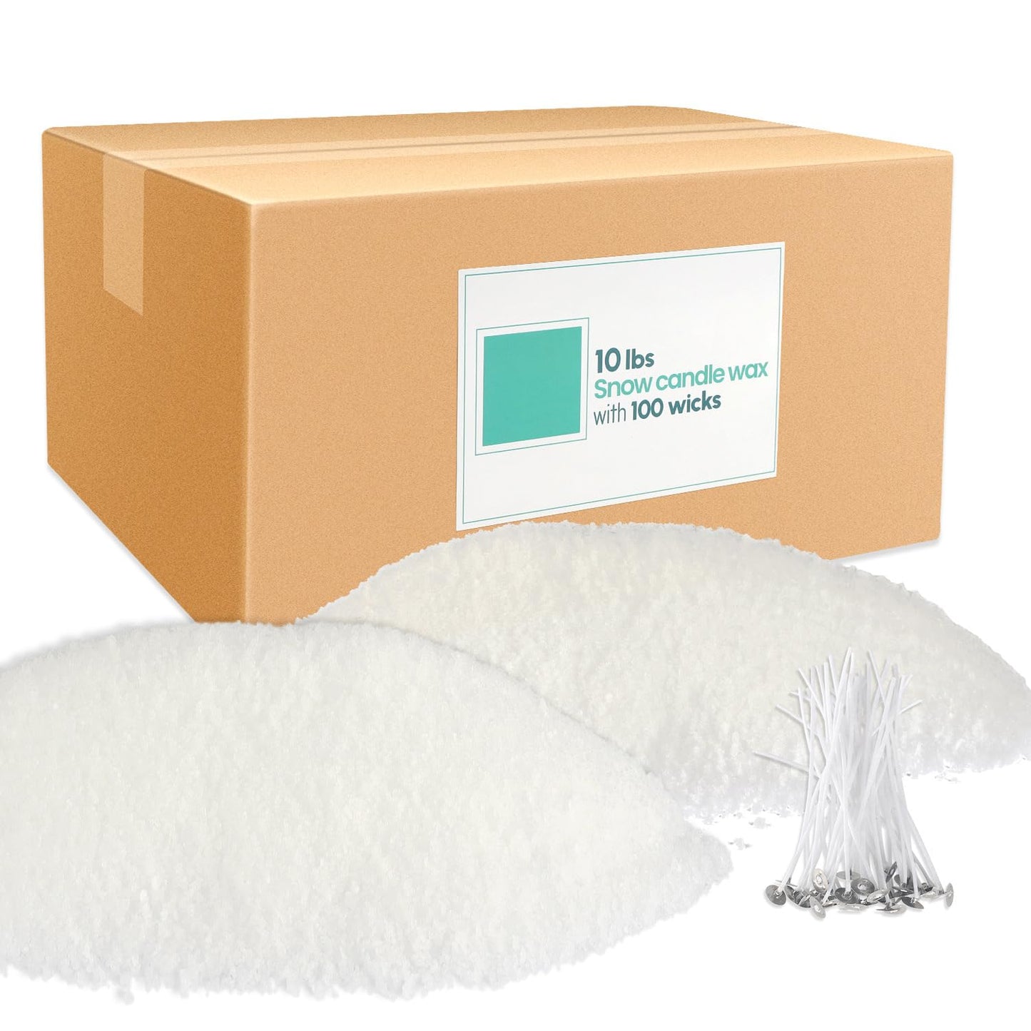 10 lb Natural Pearl Wax Sand DIY Set with 100 Wicks, Reusable, Continuous Burning, Unscented Candle Powder, Designed for Handmade Candles, Wedding Celebrations and Party Decorations.