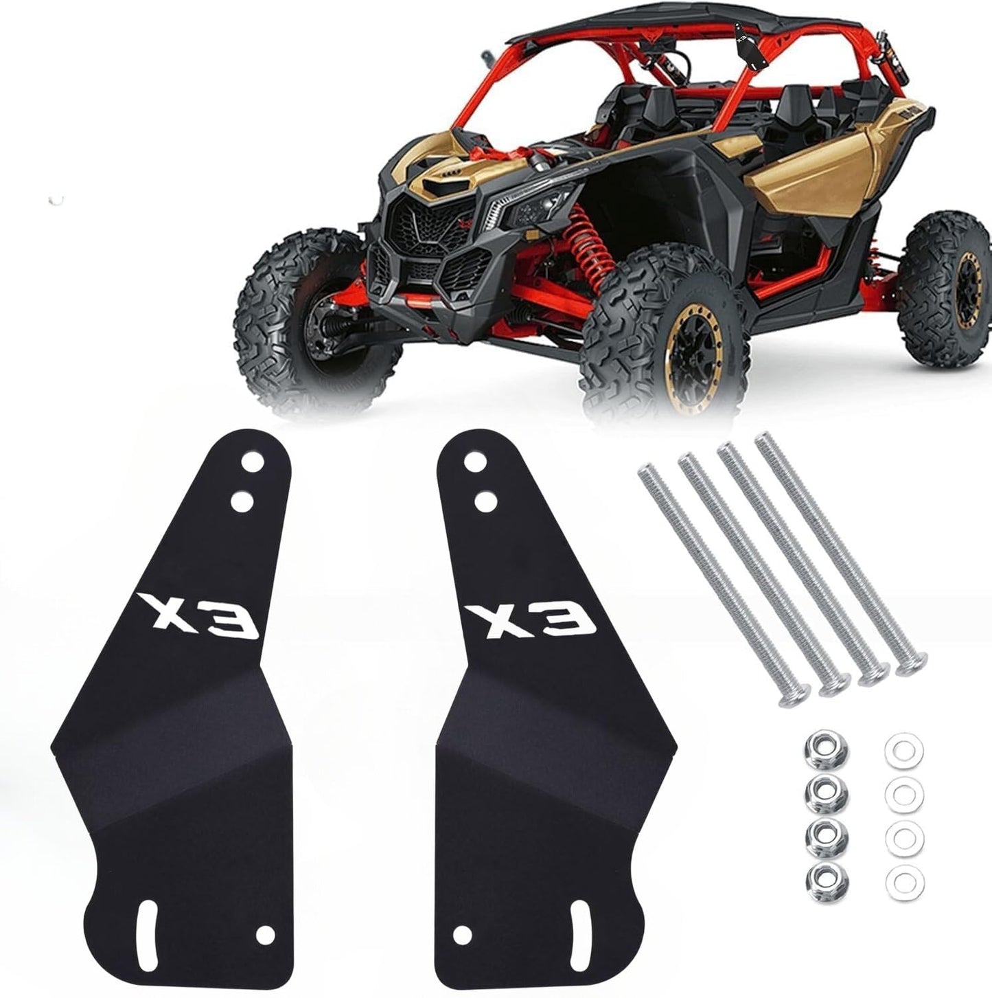 VPZMT 50'' LED Light Bar Mounting Brackets Compatible with Can-am Maverick X3 Upper Roof Windshield Stock Roll Cage 2017-2024 Models (Can-am X3-2)