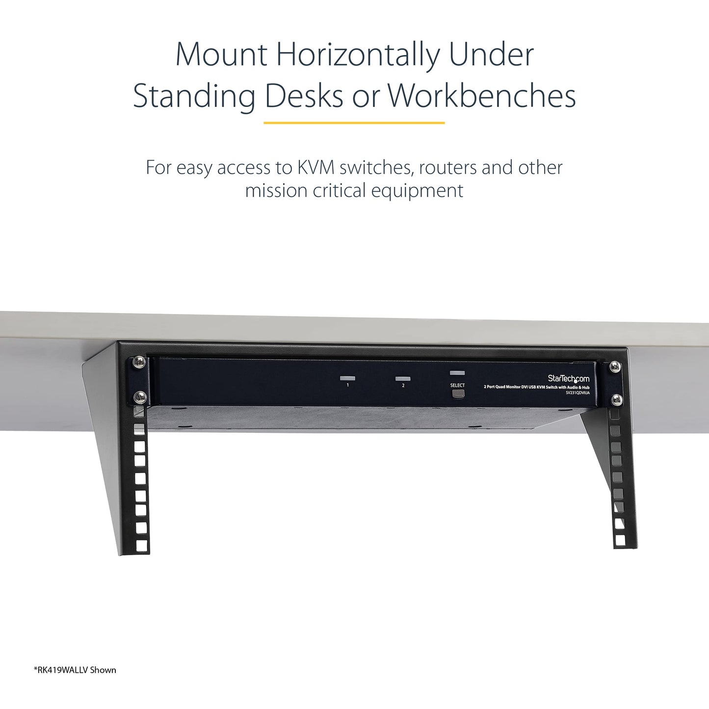 StarTech.com 5U Vertical Wall Mount Rack - 19in Low Profile Open Wall Mounting Bracket - Network/Server Room/Data/AV/IT/Patch Panel/Communication/Computer Equipment - w/Cage Nuts/Screws (RK519WALLV)