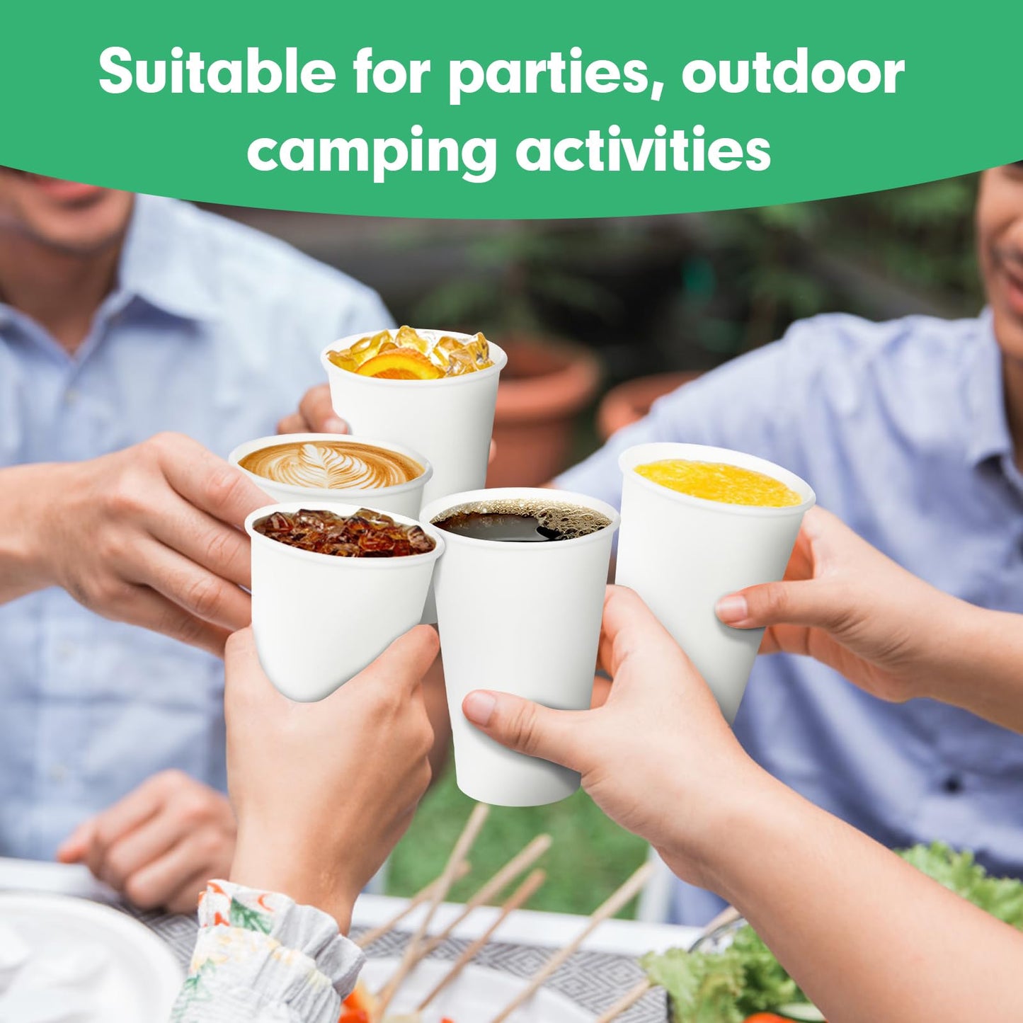 RAZCC 16 oz Paper Cups, 300 Pack 16oz Disposable Coffee Cups, Coffee Cups 16 oz for Cold and Hot Drinks, White Paper Drinking Cups for Parties, Picnic, Cafes, Bistros and Events