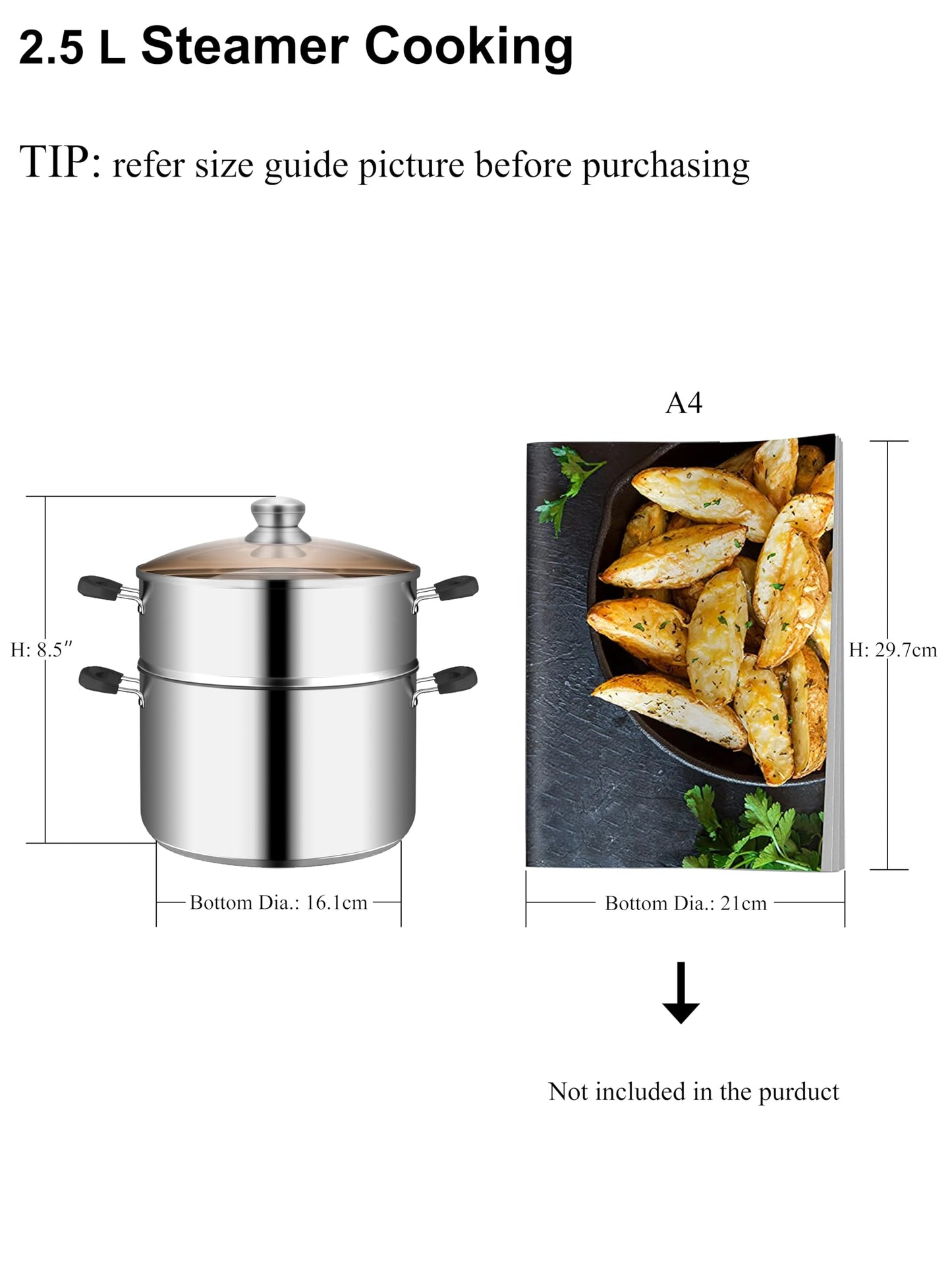 VENTION Induction Steamer Pot for Cooking, 18cm Small Stainless Steel Vegetable Steamer Pot, Couscoussier 2 Liter