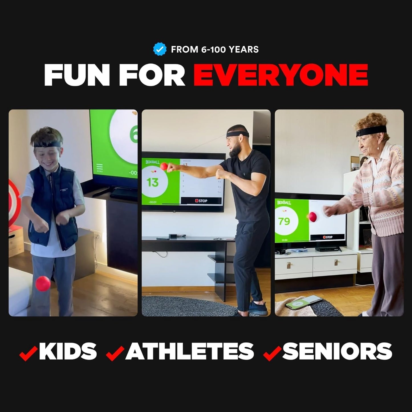 Boxbollen Original Complete Set with The Boxball App License (iOS & Android) - Fun Sports Game Workout for All Ages Burn Calories, Boost Hand-Eye Coordination Cognitive Fitness 2023 Edition Red