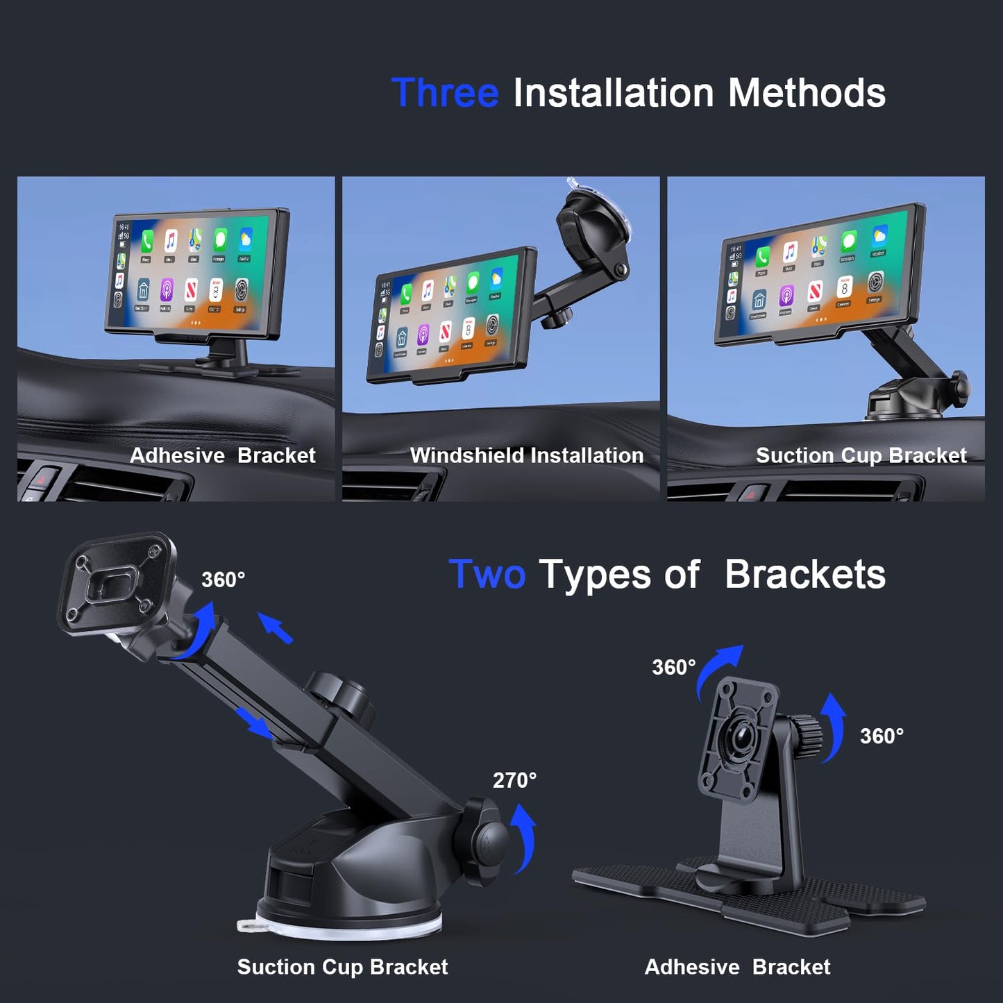 Avylet Wireless Portable Carplay Screen for Car, 4K Dash Cam,1080P Backup Camera,9.26 Inch Android Auto Carplay & Apple Car Play Touch Screen, Voice Control, GPS Navigation, Mirror Link, Bluetooth