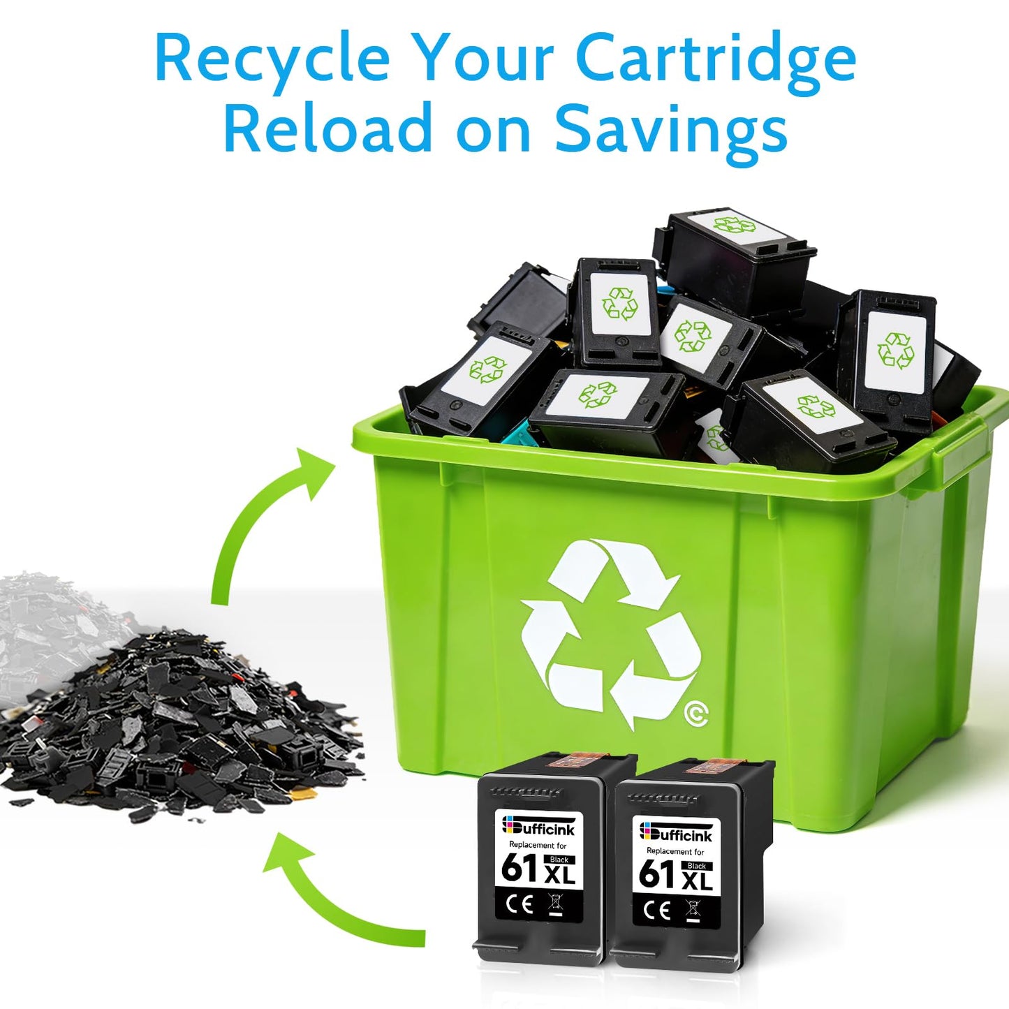High Yield 61XL Black Ink Cartridge Compatible for HP 61 Ink Cartridge Compatible for HP Envy 4500 Ink fit for Envy 5530 5534 5535 DeskJet 1000 1010 2540 2541 3050 OfficeJet 4630 4635 2620 Printer