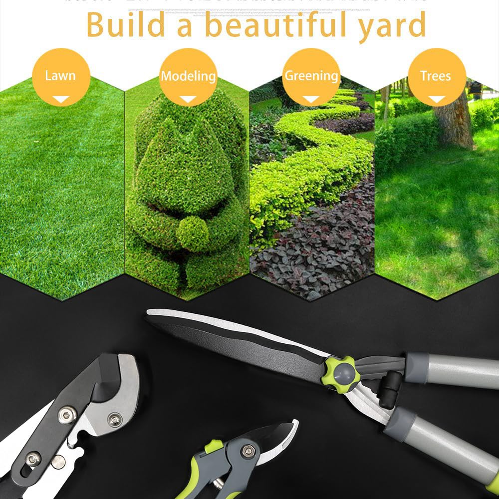 Altdorff Combo Pruning Shears Garden Tools,3PCS Garden Shears Set Include Loppers, Hedge Shear, Bypass Pruner, Professional Tree & Shrub Care Kit
